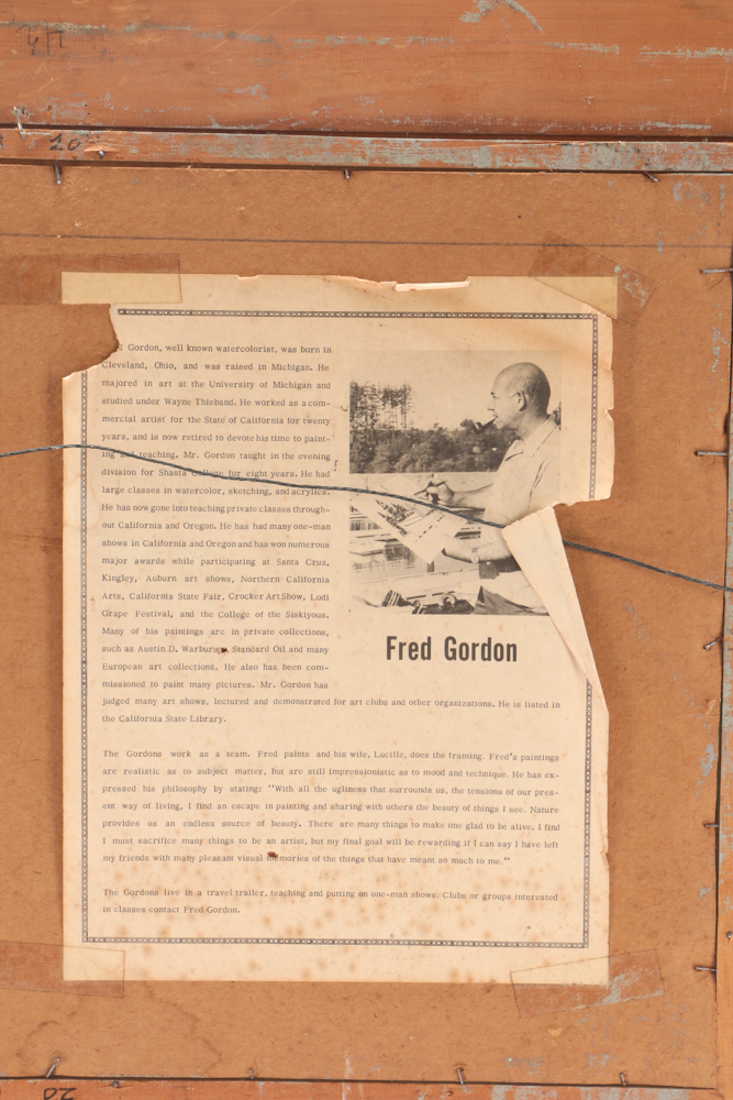 Fred Gordon Originla Watercolor Painting of Boats at Pier