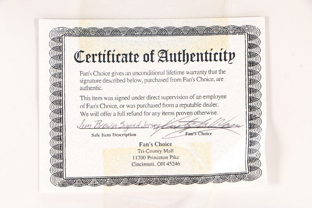 Jim Brown Signed Jersey  COA