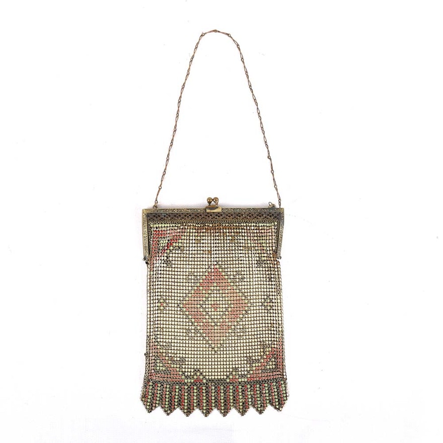 Circa 1920s Vintage Whiting & Davis Co. Metal Mesh Evening Bag