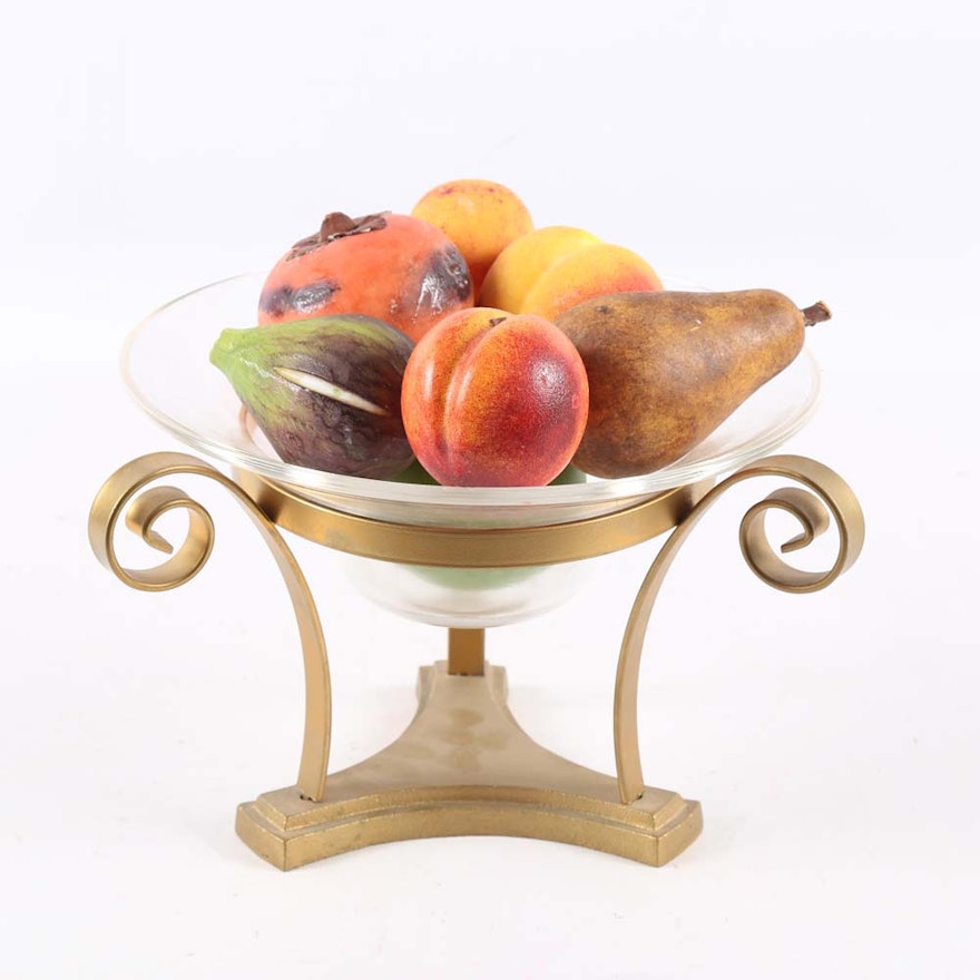 Glass Bowl with Marble Fruit