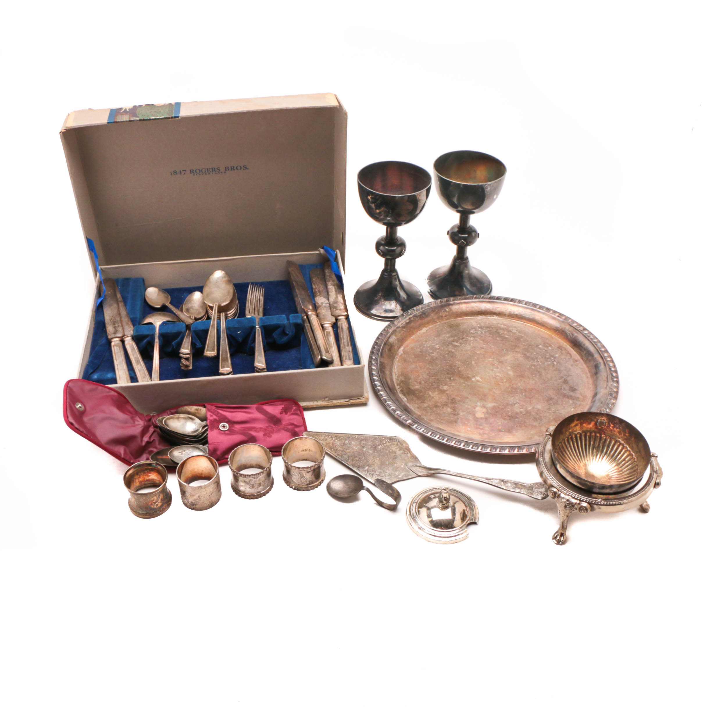 Silver Plate Serveware Featuring 1847 Rogers Brothers "Anniverary" Flatware