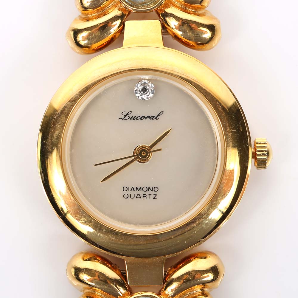 Lapis Lazuli Lucoral Diamond Quartz Watch