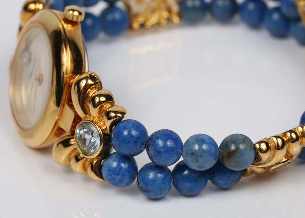 Lapis Lazuli Lucoral Diamond Quartz Watch