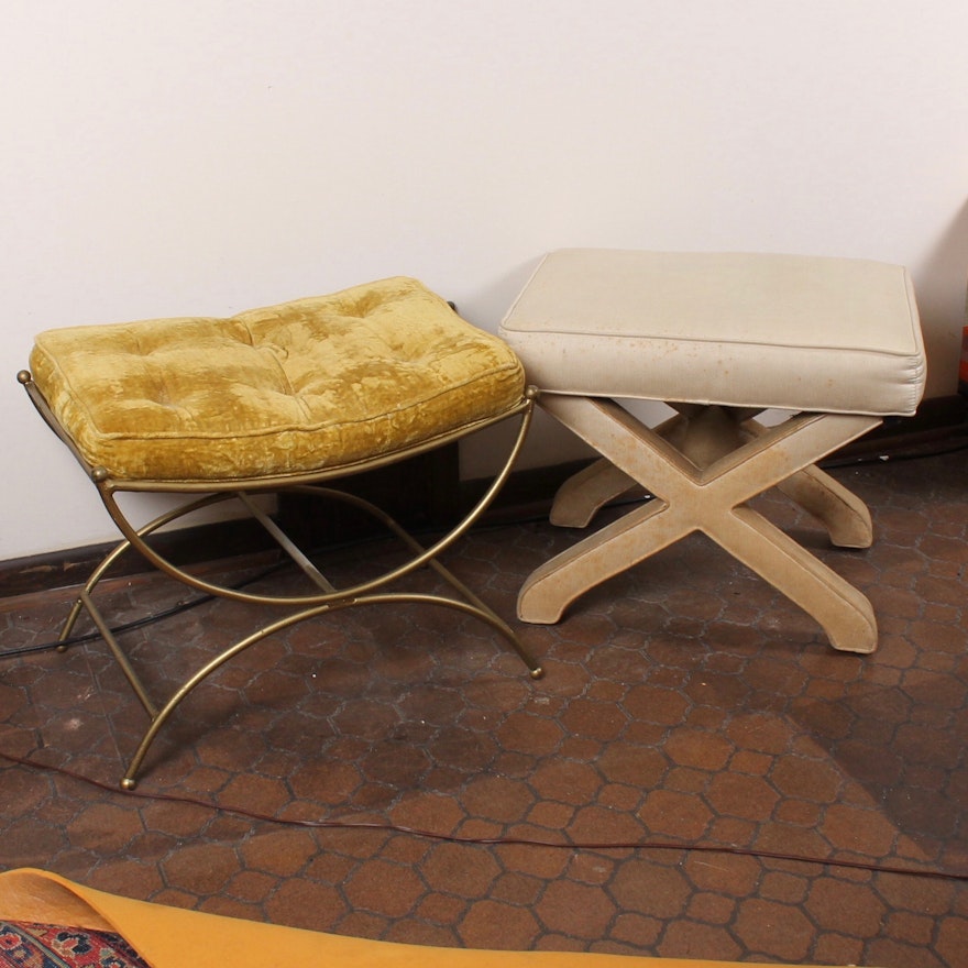 Vintage Vanity Bench Pair Including Sherrill Furniture