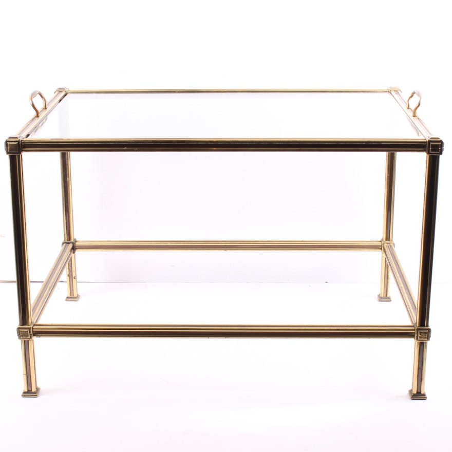Vintage Glass Top Brass Coffee Table