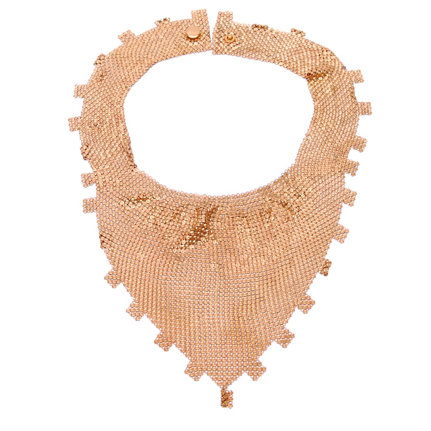 Gold Toned Mesh Collar Necklace