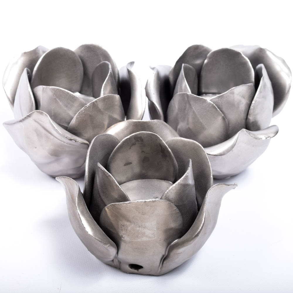 Ceramic and Metal Flower Candle Votives