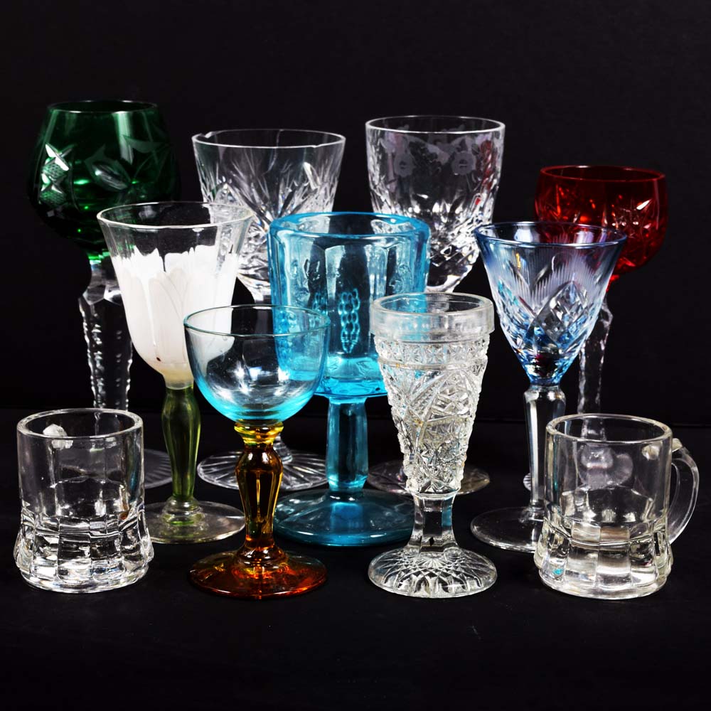 Assorted Cordial Glasses including Rogaska "Gallia"
