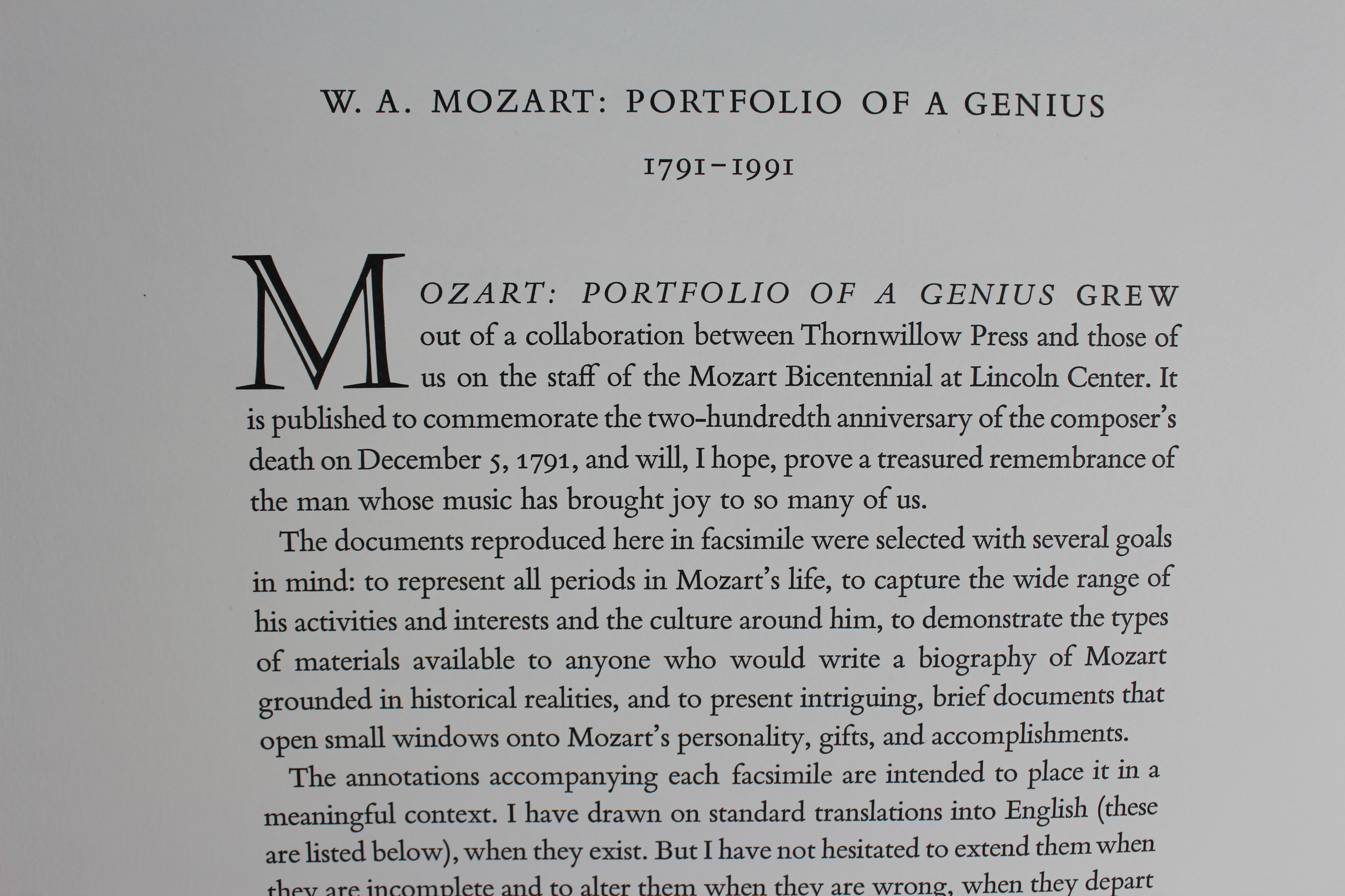 1991 "W. A. Mozart: A Portfolio of a Genius" by Neal Zaslaw