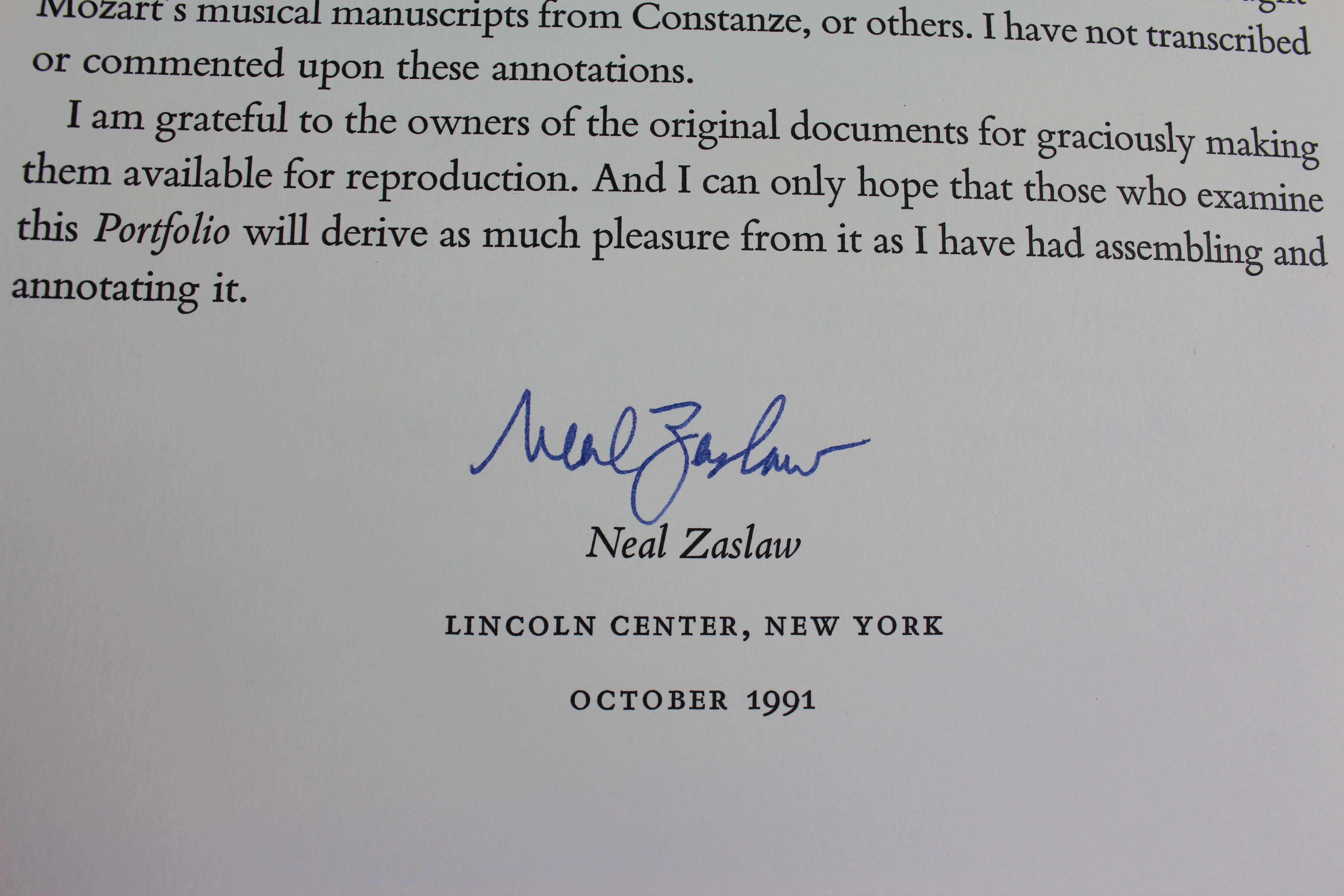 1991 "W. A. Mozart: A Portfolio of a Genius" by Neal Zaslaw