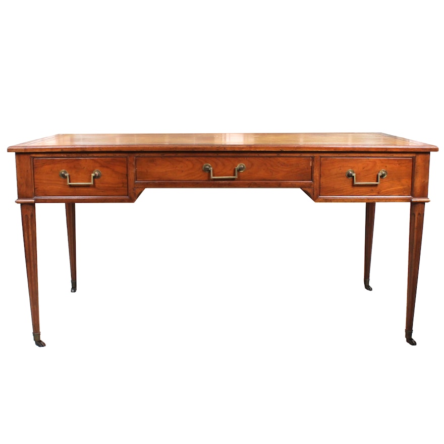 Vintage Baker Furniture Louis XIV Style Leather Top Fruitwood Desk