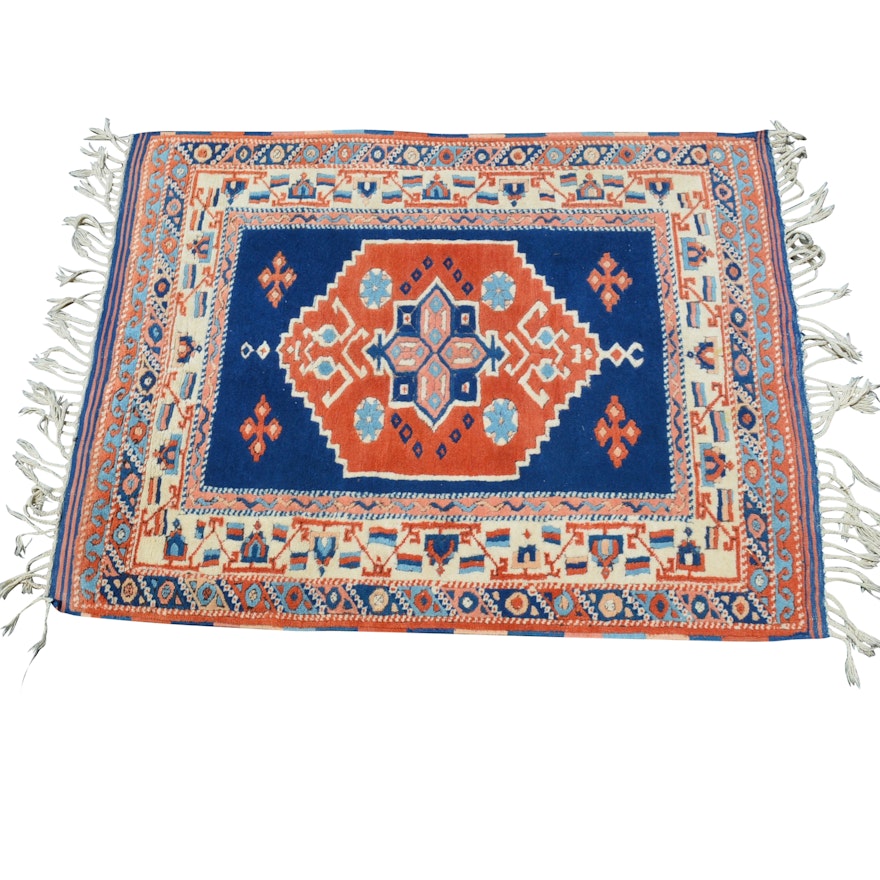 Hand-Knotted Kazak-Style Wool Area Rug