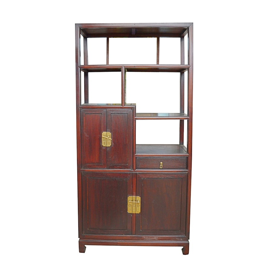 Vintage Asian Inspired Bookcase Cabinet