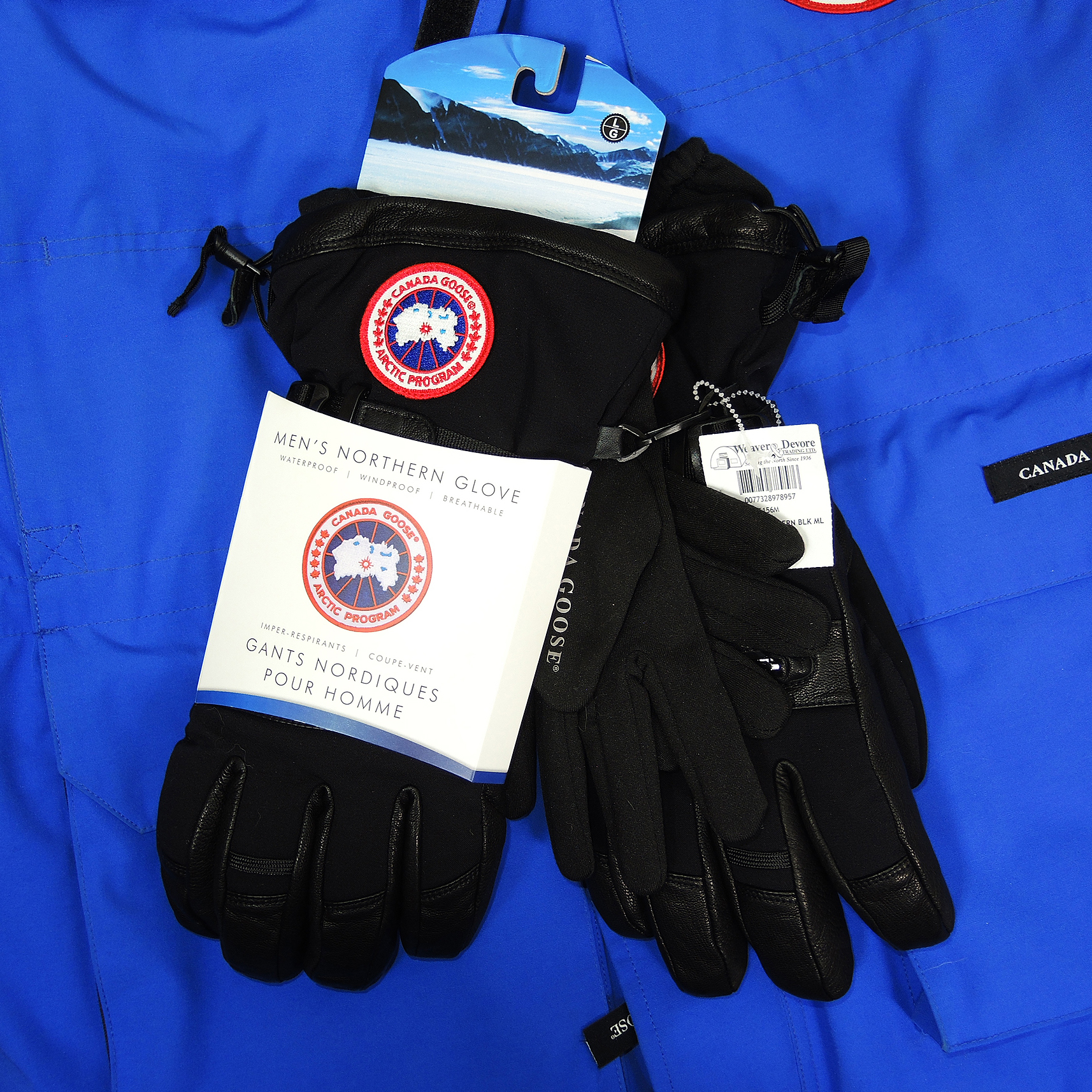 Men's Canada Blue Goose Down Expedition Parka with New Gloves