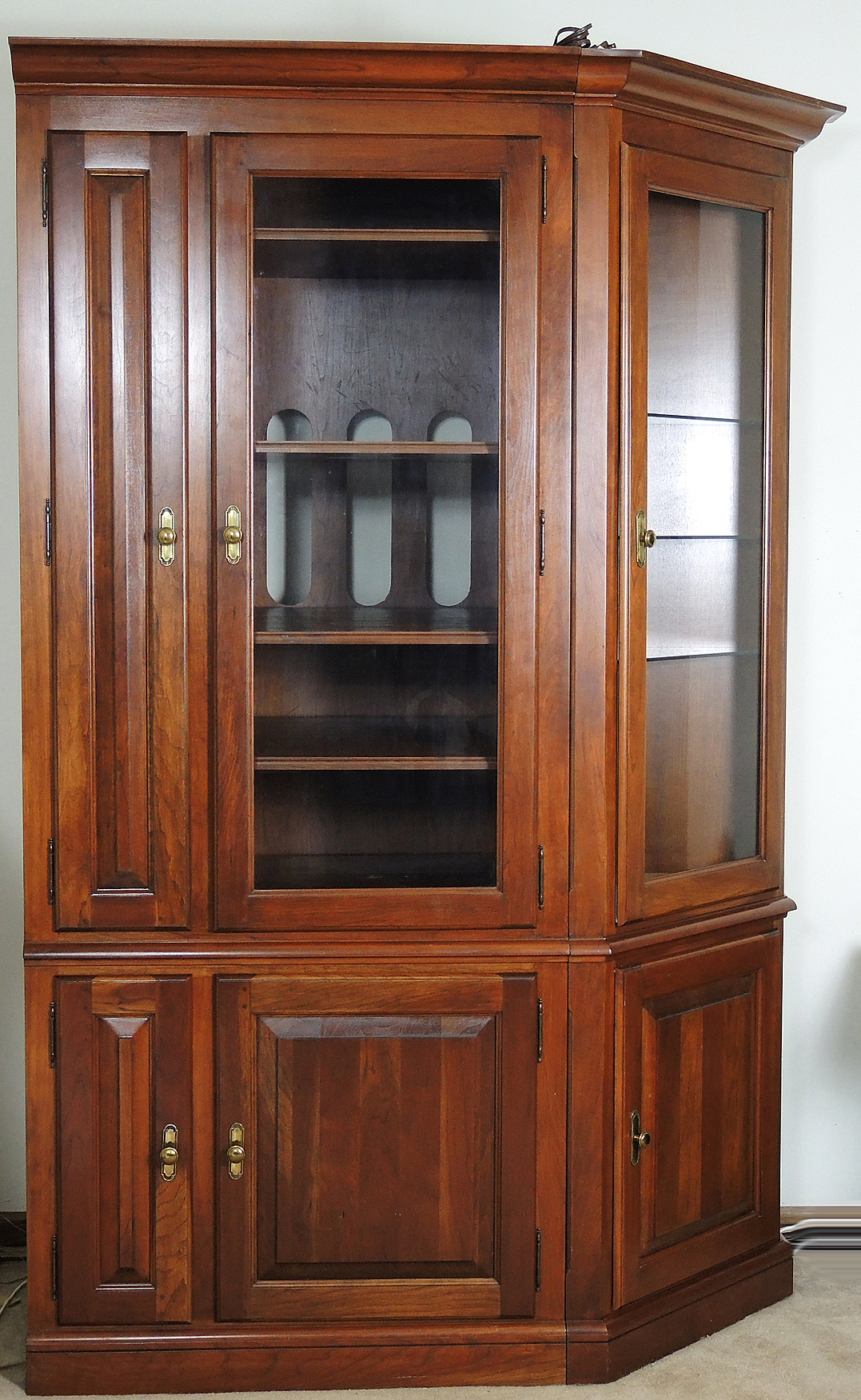 Cherry Modular Entertainment Wall Unit Cabinet by Wagner Wood Co.