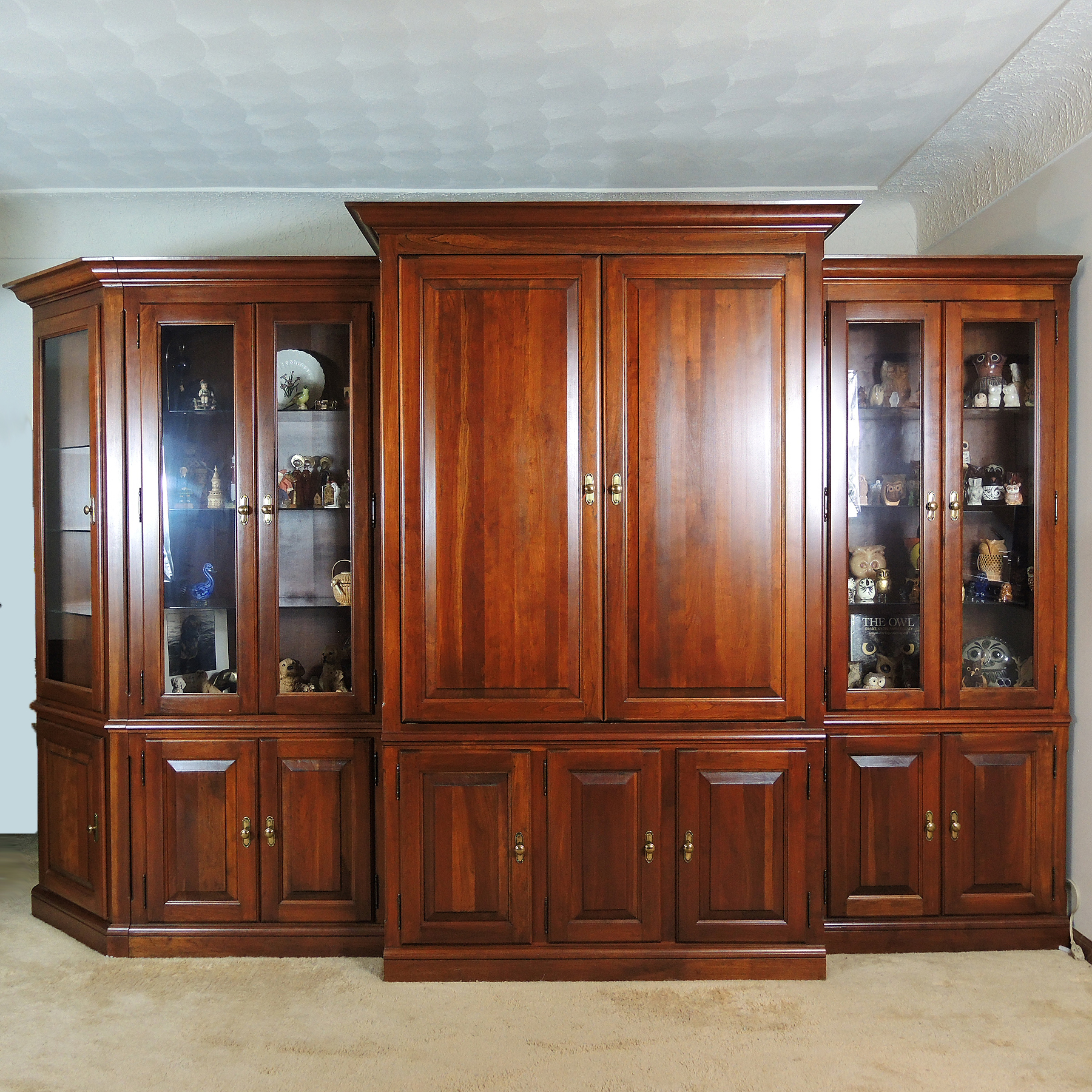 Cherry Modular Entertainment Wall Unit Cabinet by Wagner Wood Co.