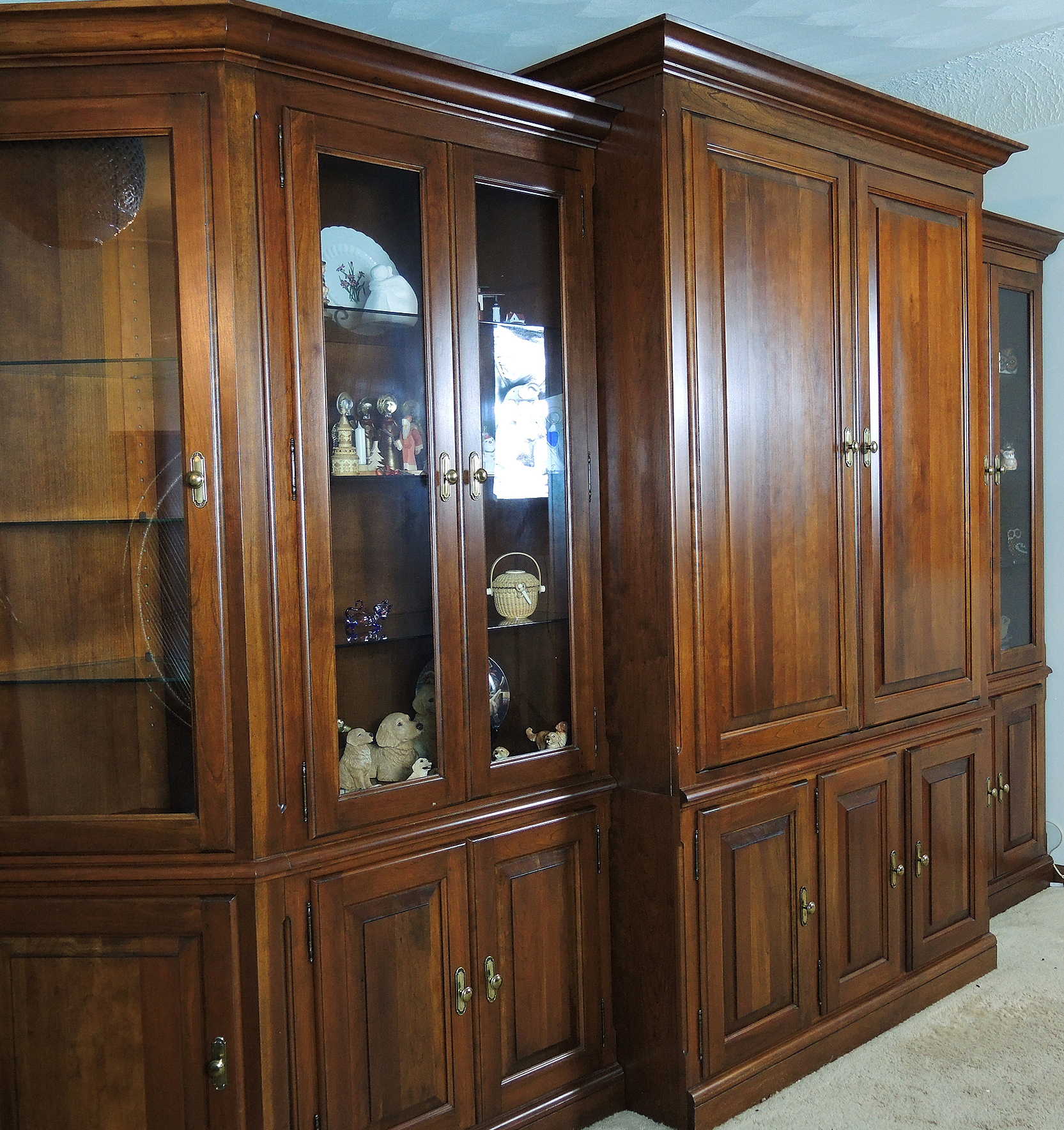 Cherry Modular Entertainment Wall Unit Cabinet by Wagner Wood Co.