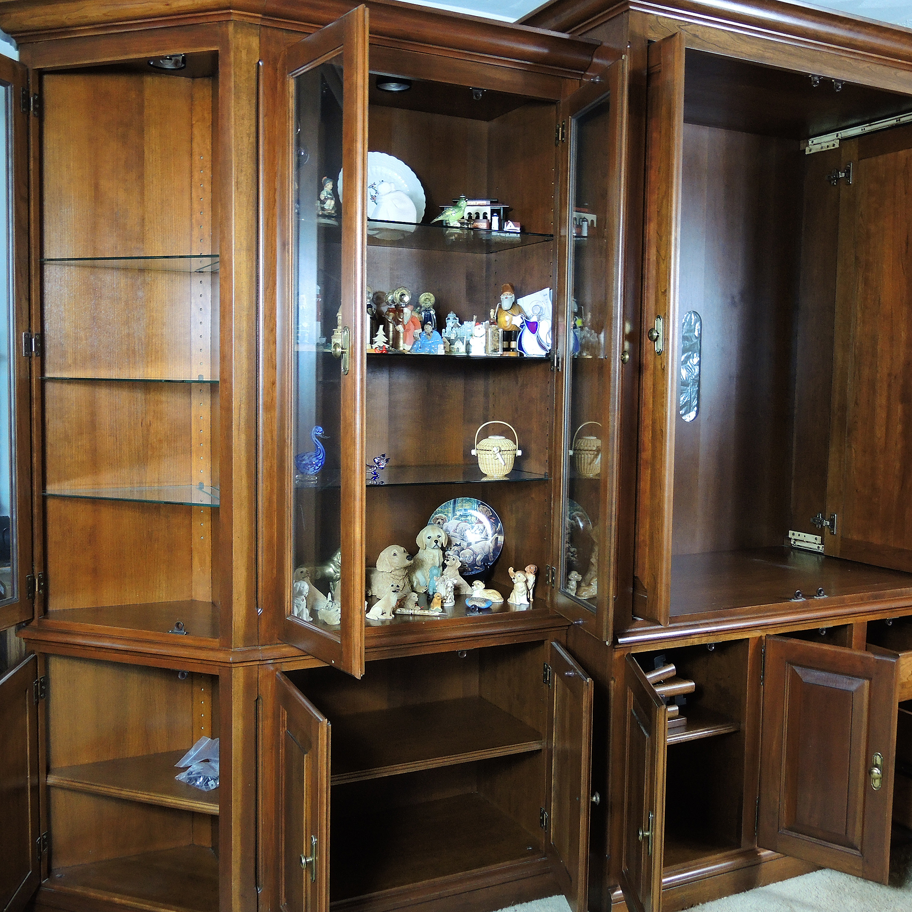 Cherry Modular Entertainment Wall Unit Cabinet by Wagner Wood Co.