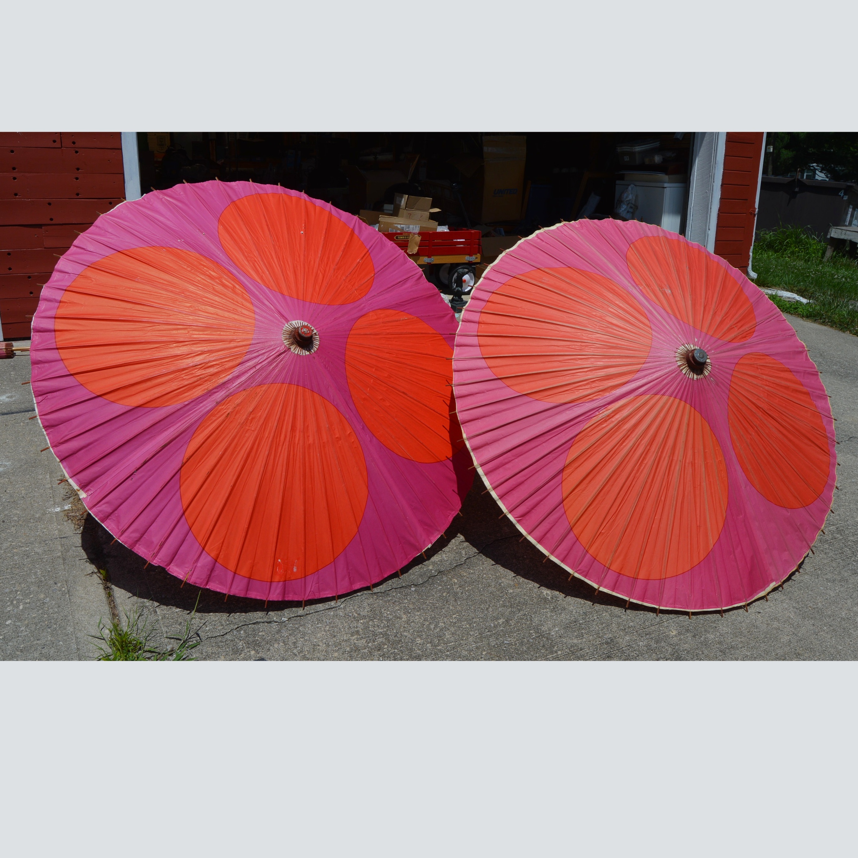 Vintage Japanese Paper and Bamboo Parasols