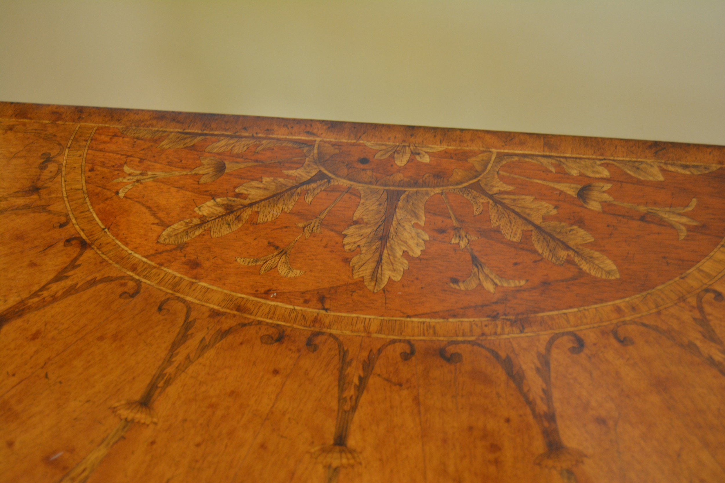 Adam Style Marquetry Demilune Console Table by Jonathan Charles Fine Furniture