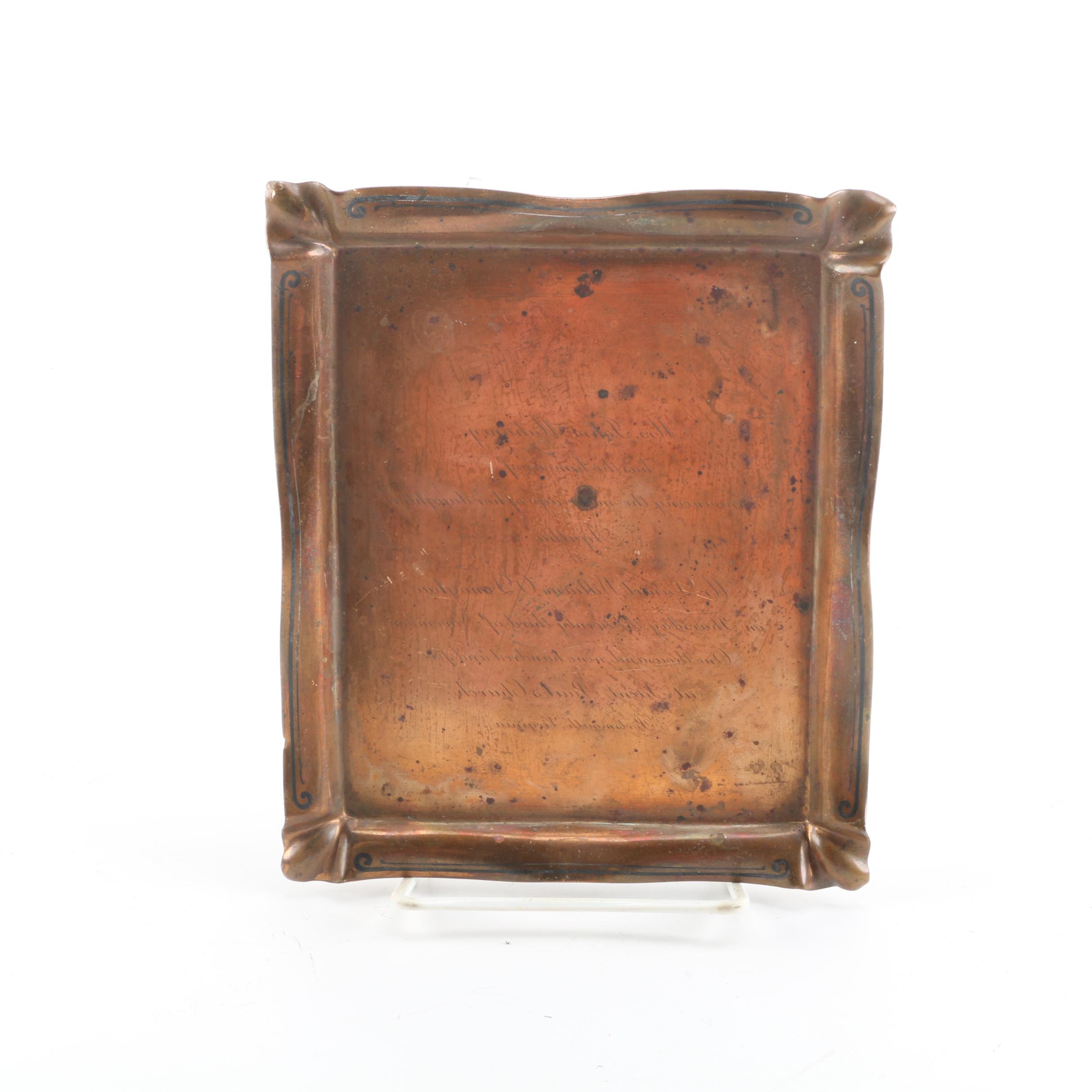 Antique Tiffany & Co. Engraved Copper Wedding Invitation Printer's Plate