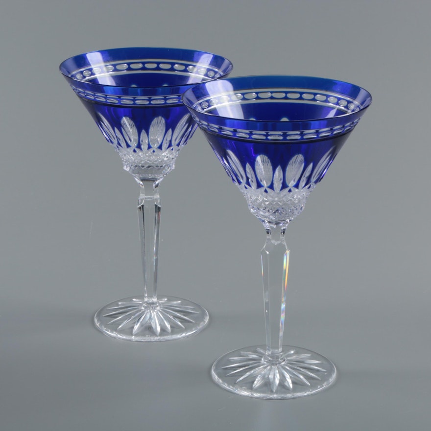 Waterford Crystal "Clarendon" Cobalt Martini Glasses