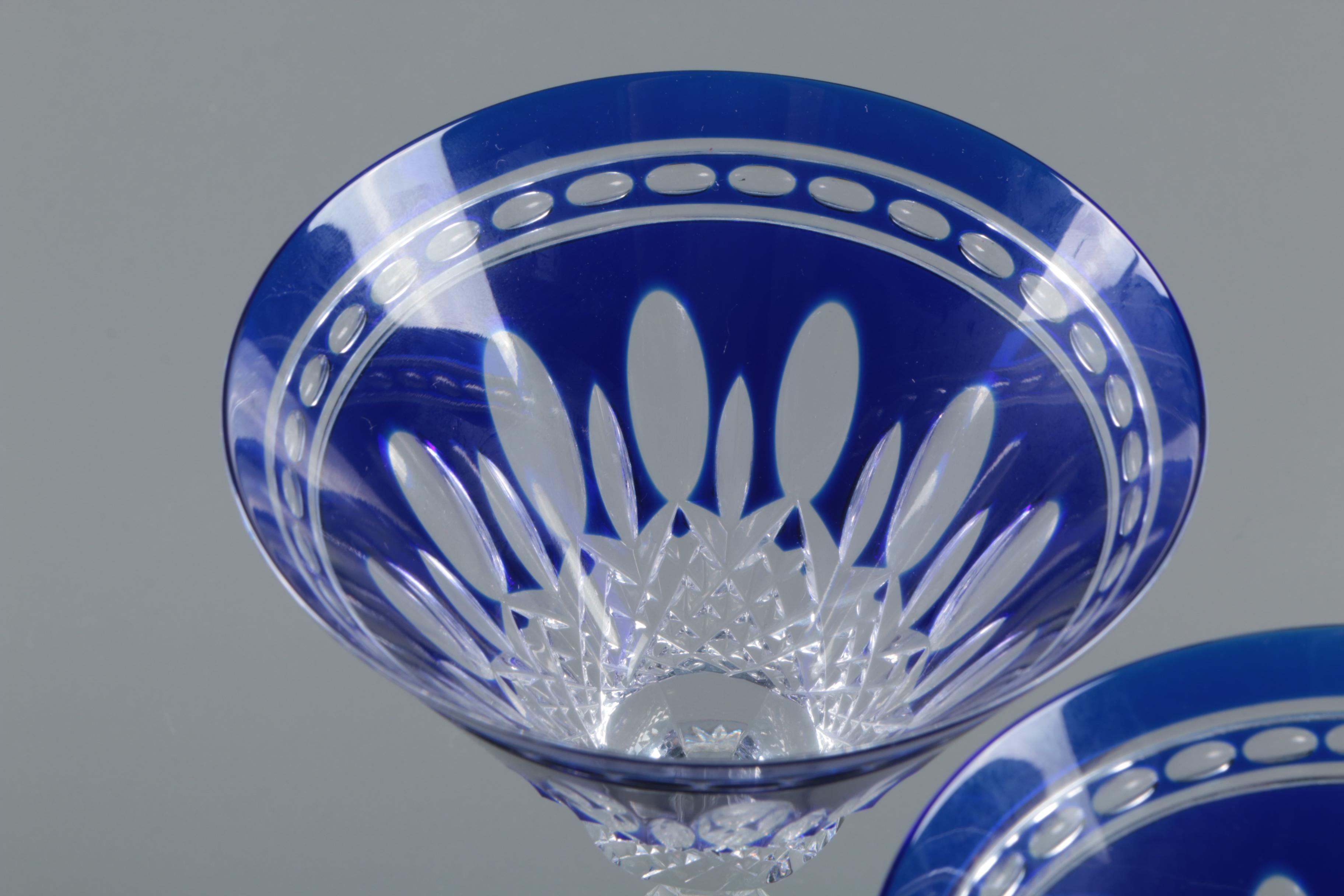 Waterford Crystal "Clarendon" Cobalt Martini Glasses