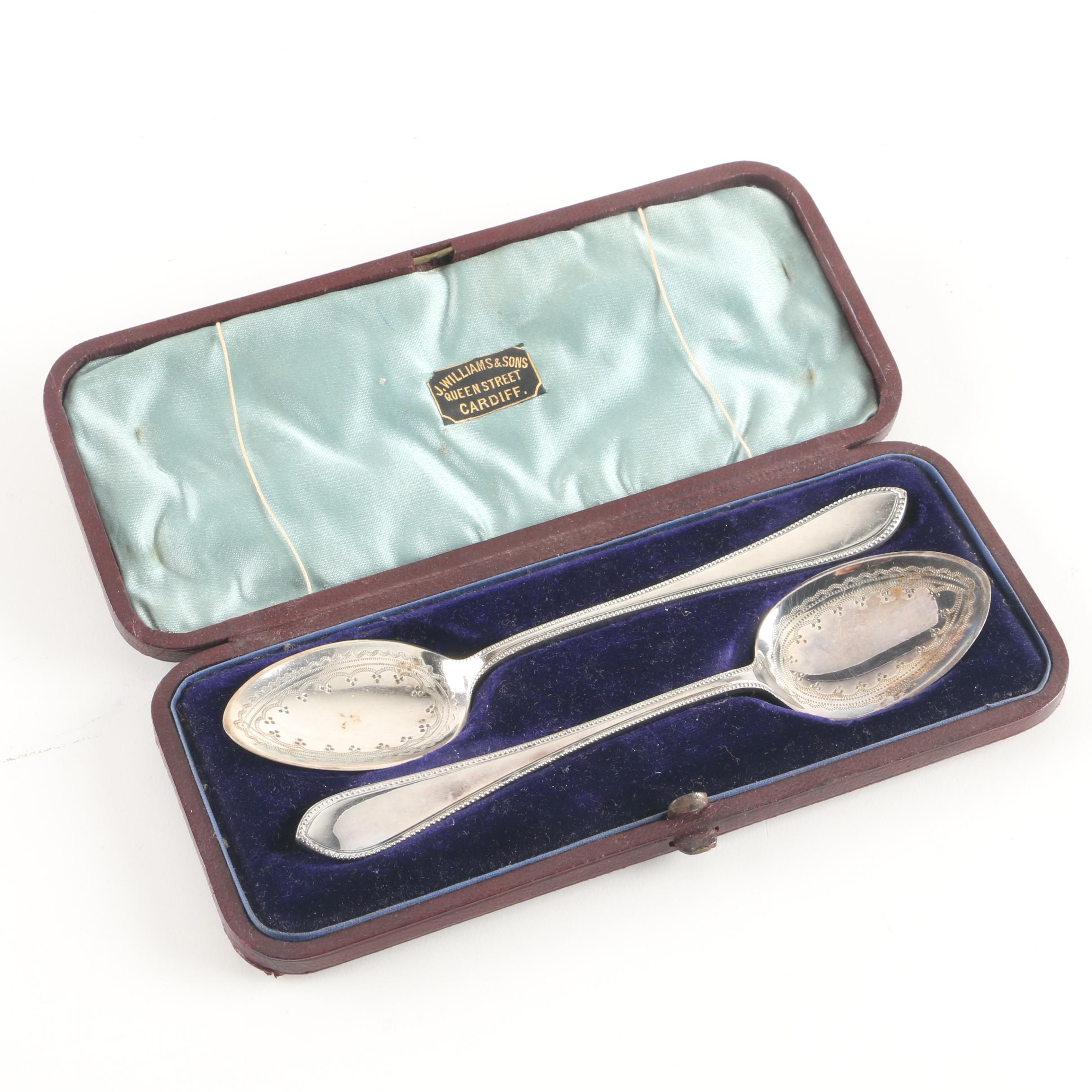 Antique James Dixon & Sons English Silver Plate Chased Jam Spoons