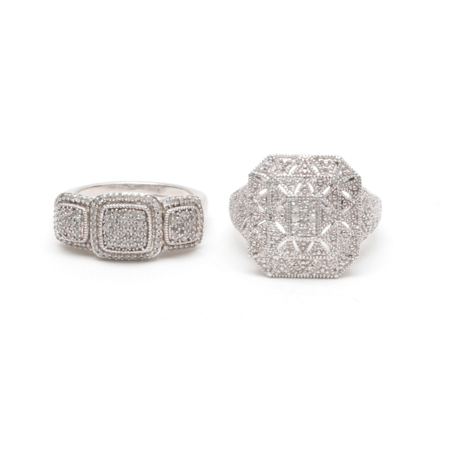 Sterling Silver Diamond Rings