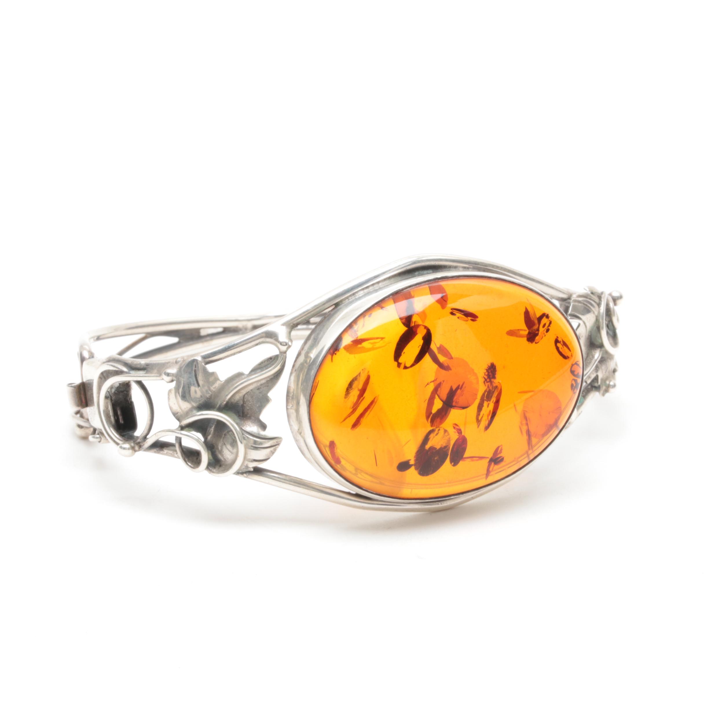 Polish Sterling Silver Amber Bracelet