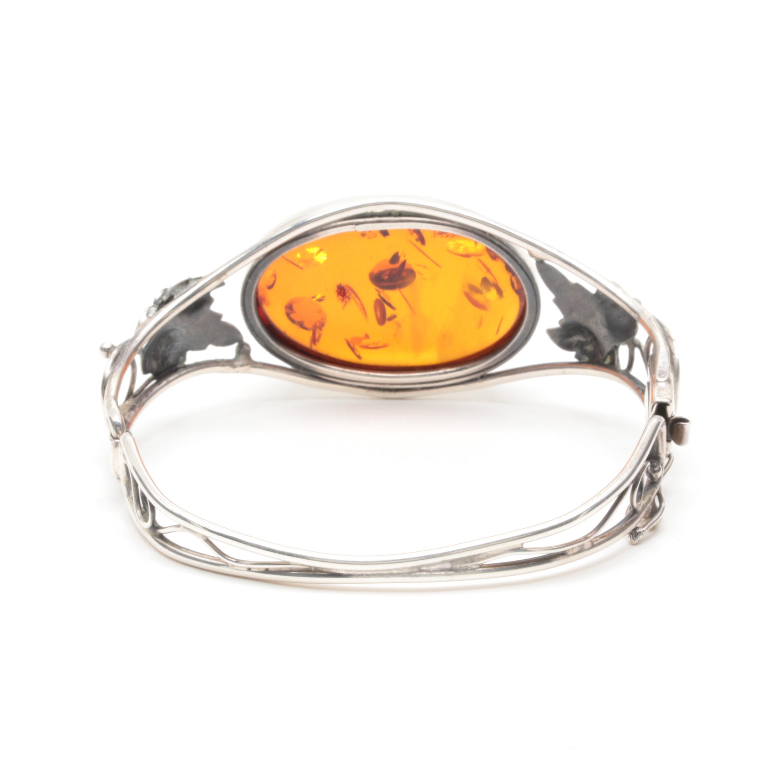 Polish Sterling Silver Amber Bracelet
