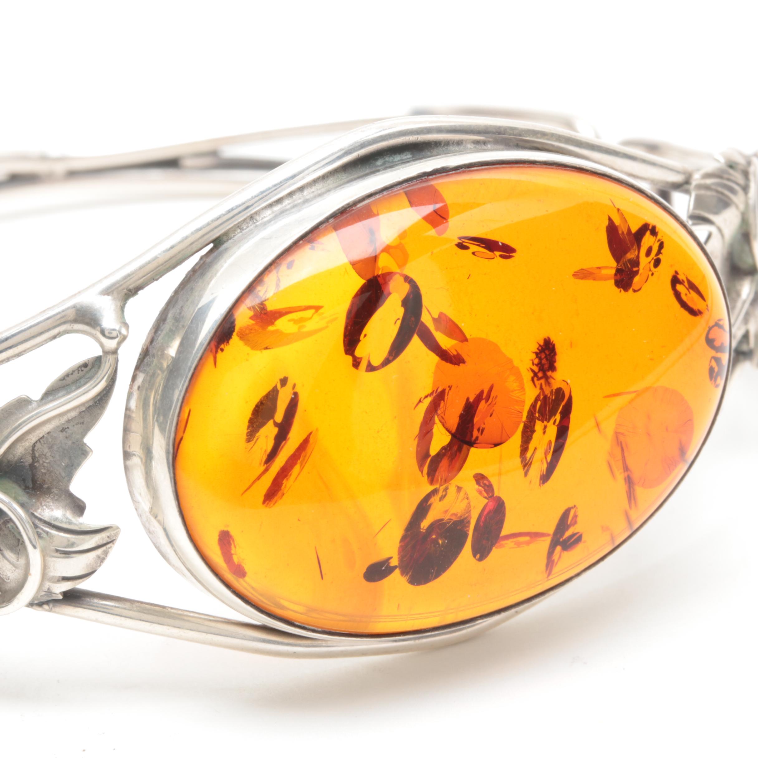Polish Sterling Silver Amber Bracelet
