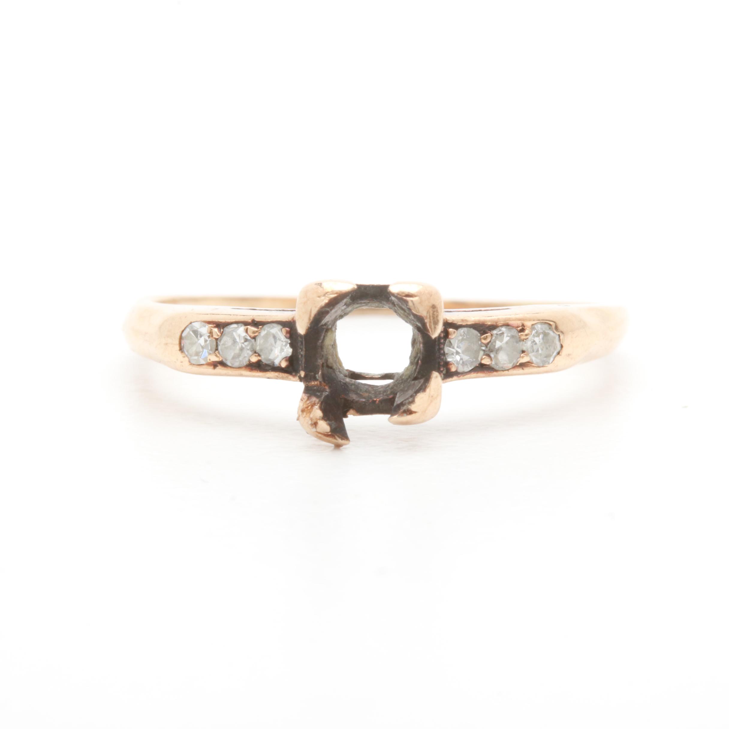 Vintage 14K Yellow Gold Diamond Semi-Mount Ring