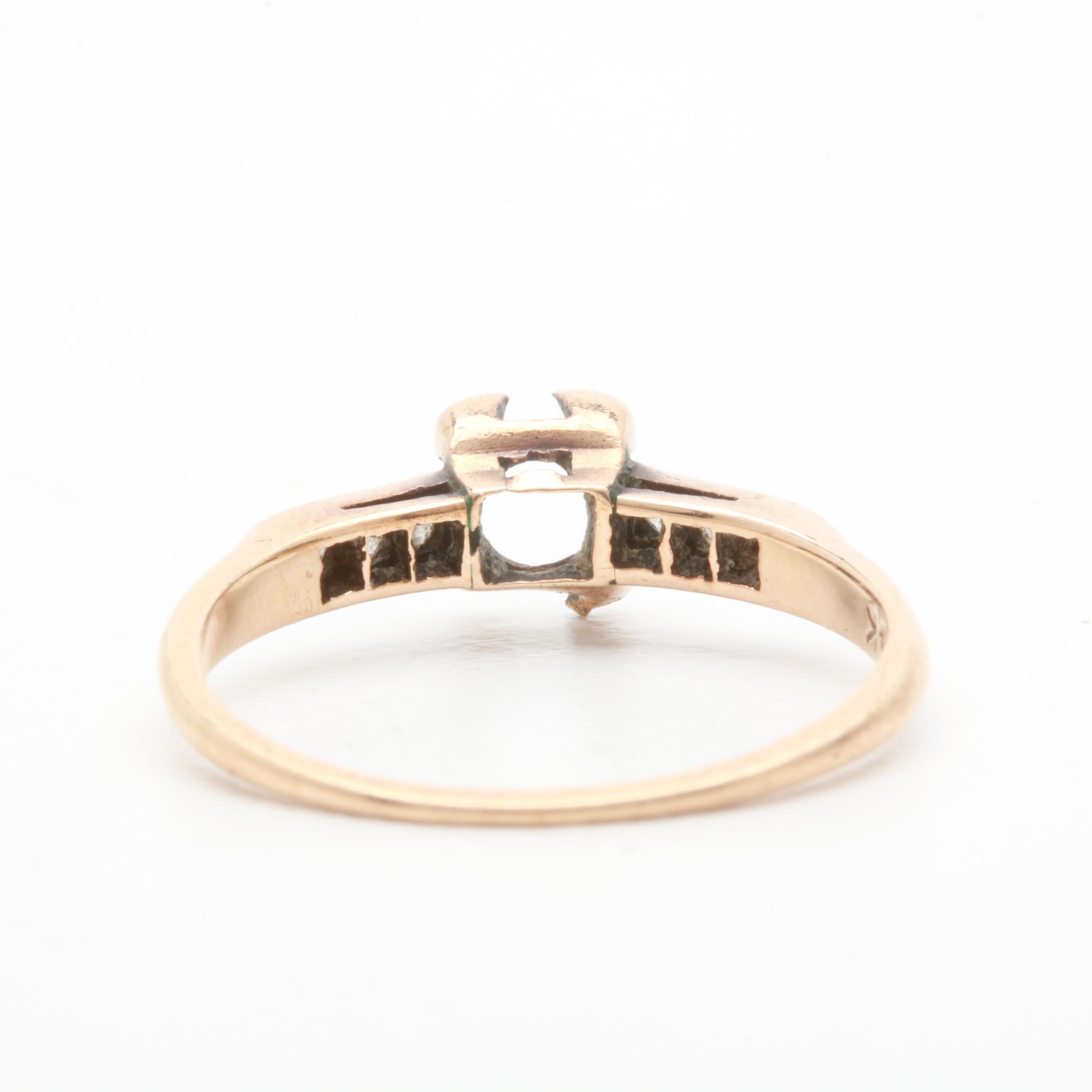 Vintage 14K Yellow Gold Diamond Semi-Mount Ring