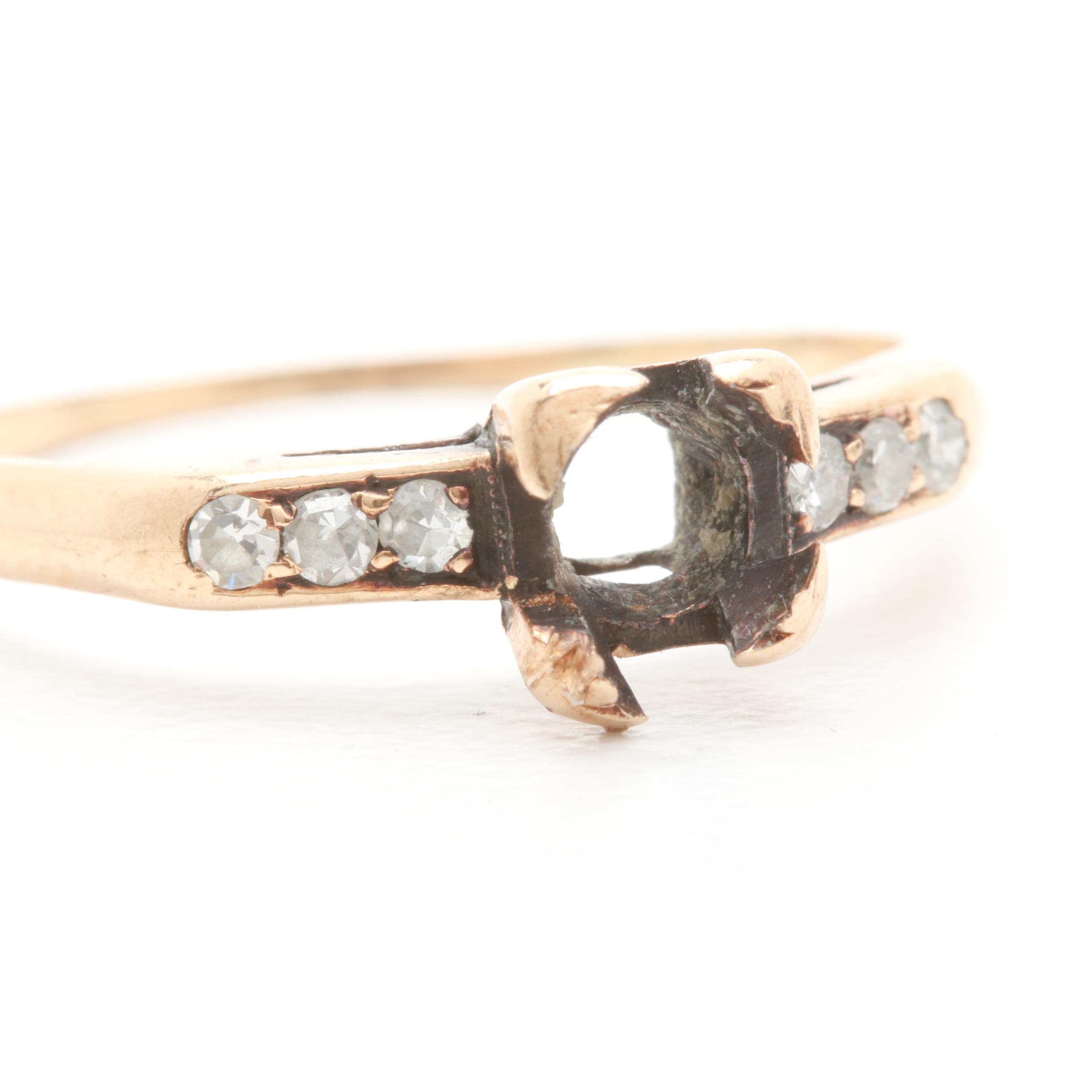 Vintage 14K Yellow Gold Diamond Semi-Mount Ring