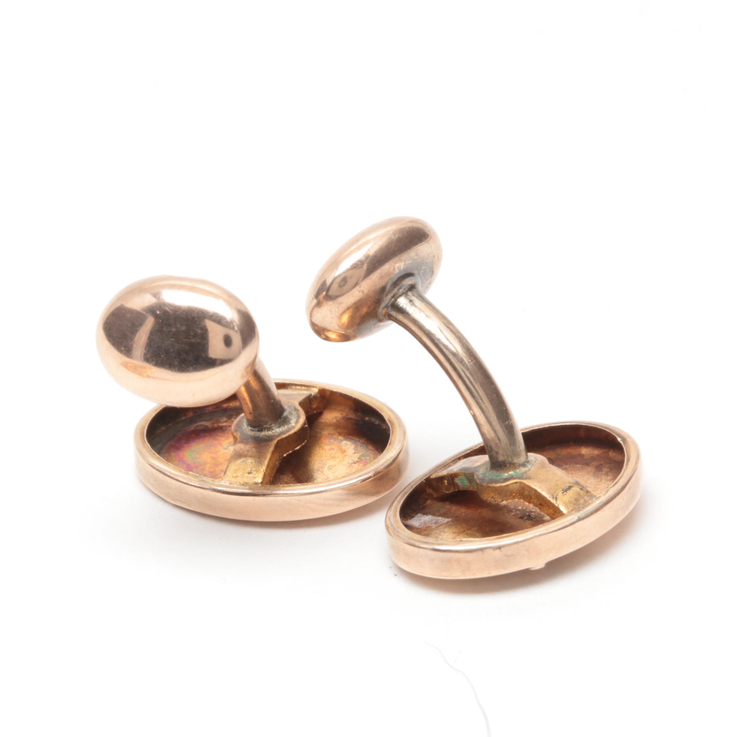 10K Yellow Gold Cufflinks and 14K Yellow Gold Stick Pin