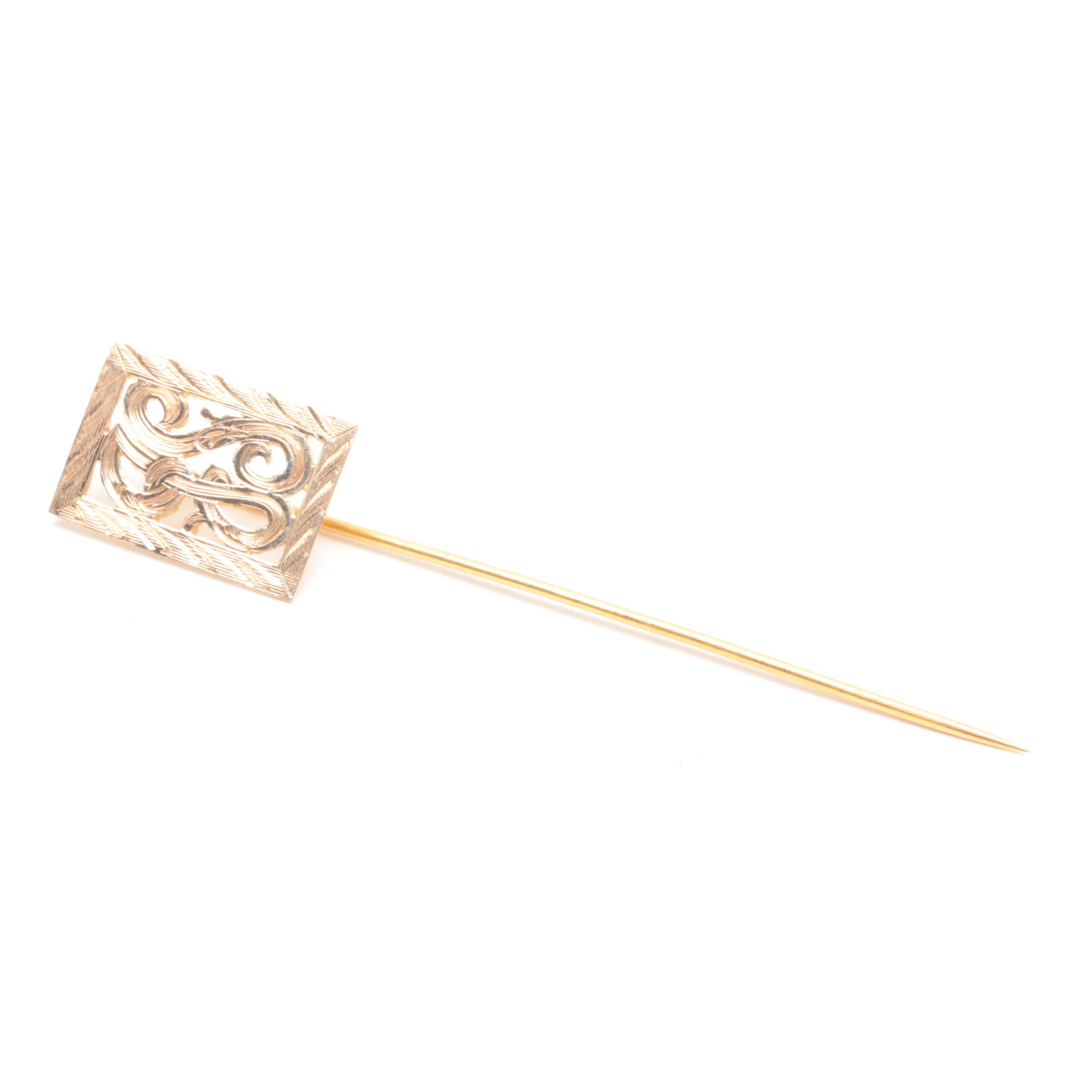 10K Yellow Gold Cufflinks and 14K Yellow Gold Stick Pin