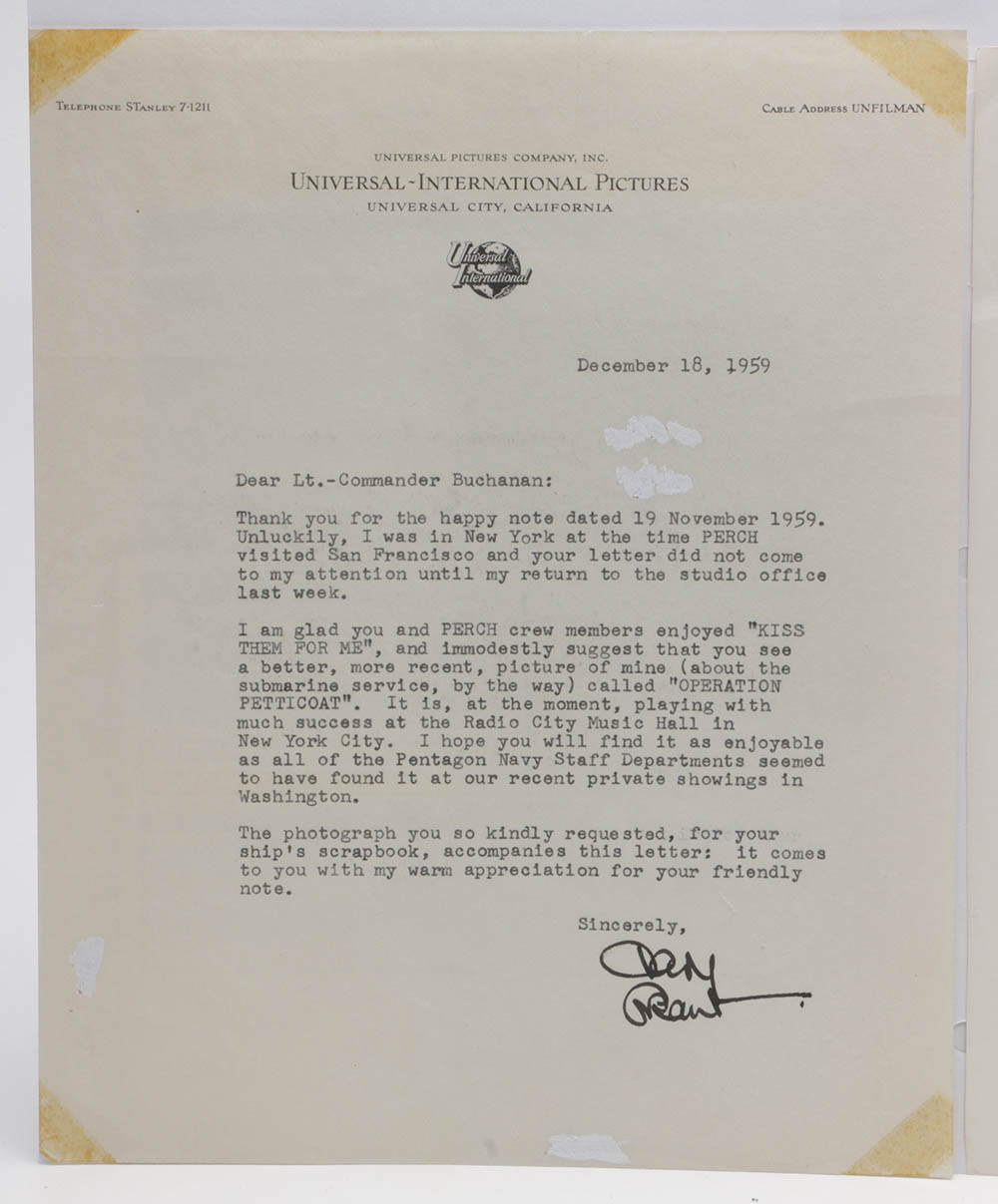 1959 Cary Grant Autographed Photograph and Personal Letter