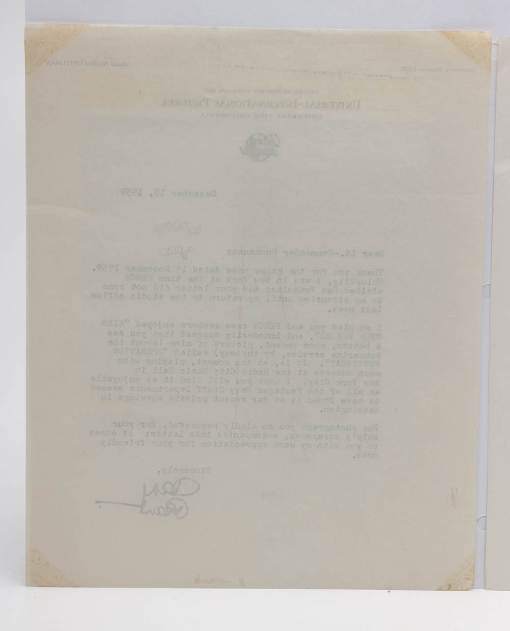 1959 Cary Grant Autographed Photograph and Personal Letter