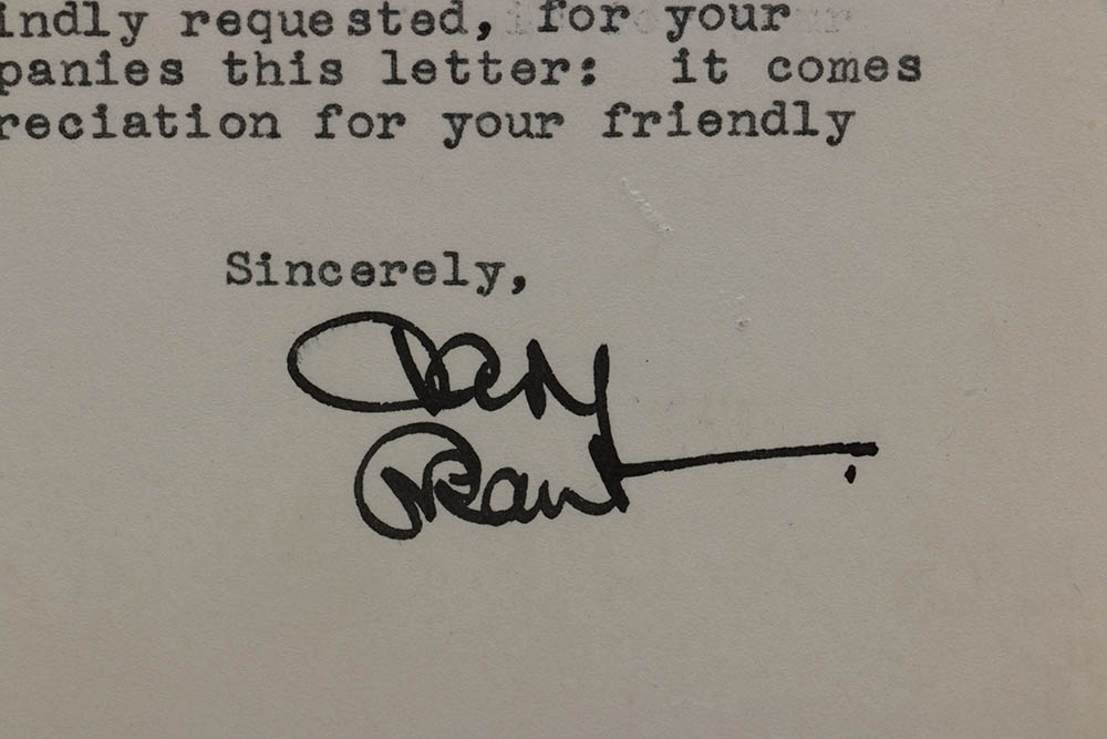 1959 Cary Grant Autographed Photograph and Personal Letter