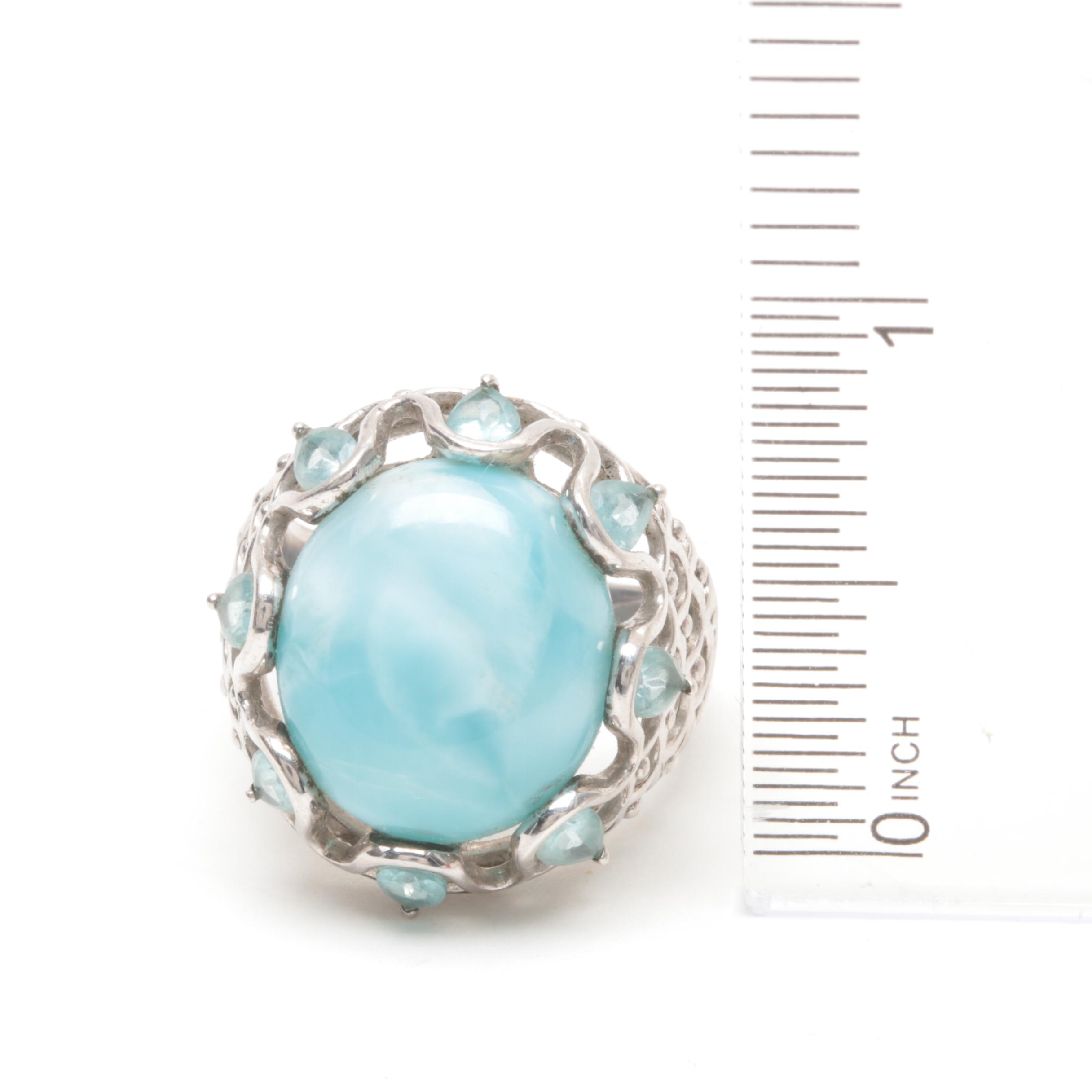 Sterling Silver Larimar, Synthetic Ruby and Chrome Diopside Jewelry