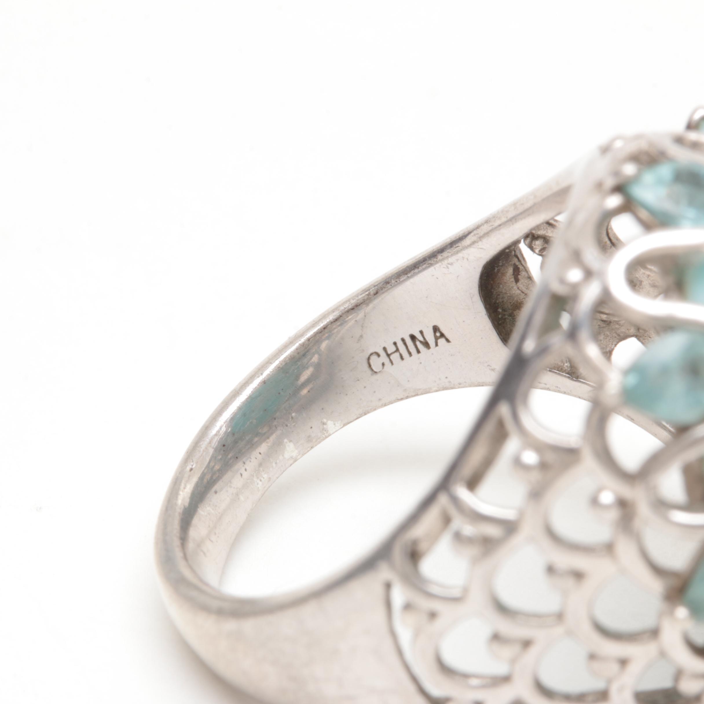 Sterling Silver Larimar, Synthetic Ruby and Chrome Diopside Jewelry