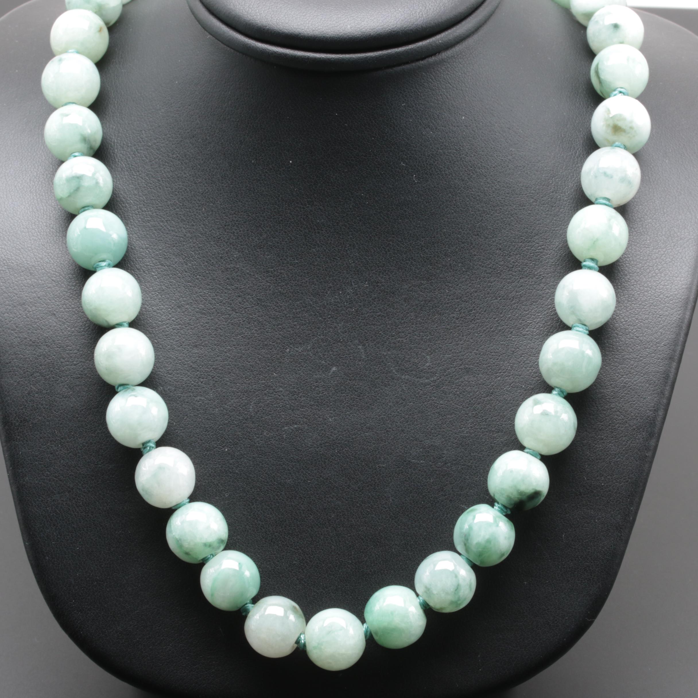 14K Yellow Gold Jadeite Strand Necklace