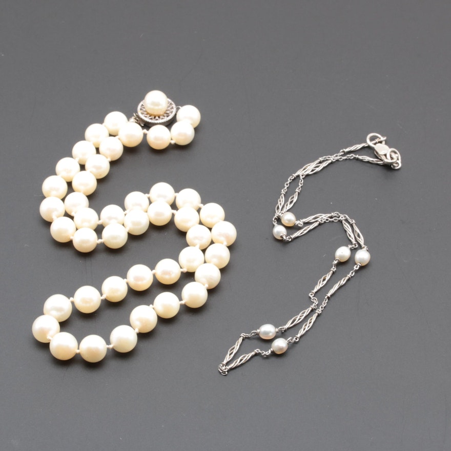 Sterling Silver Cultured Pearl Necklaces