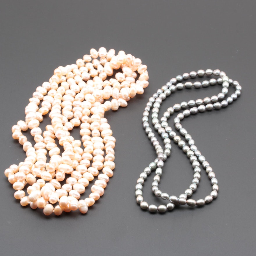 Pink and Gray Cultured Pearl Necklaces