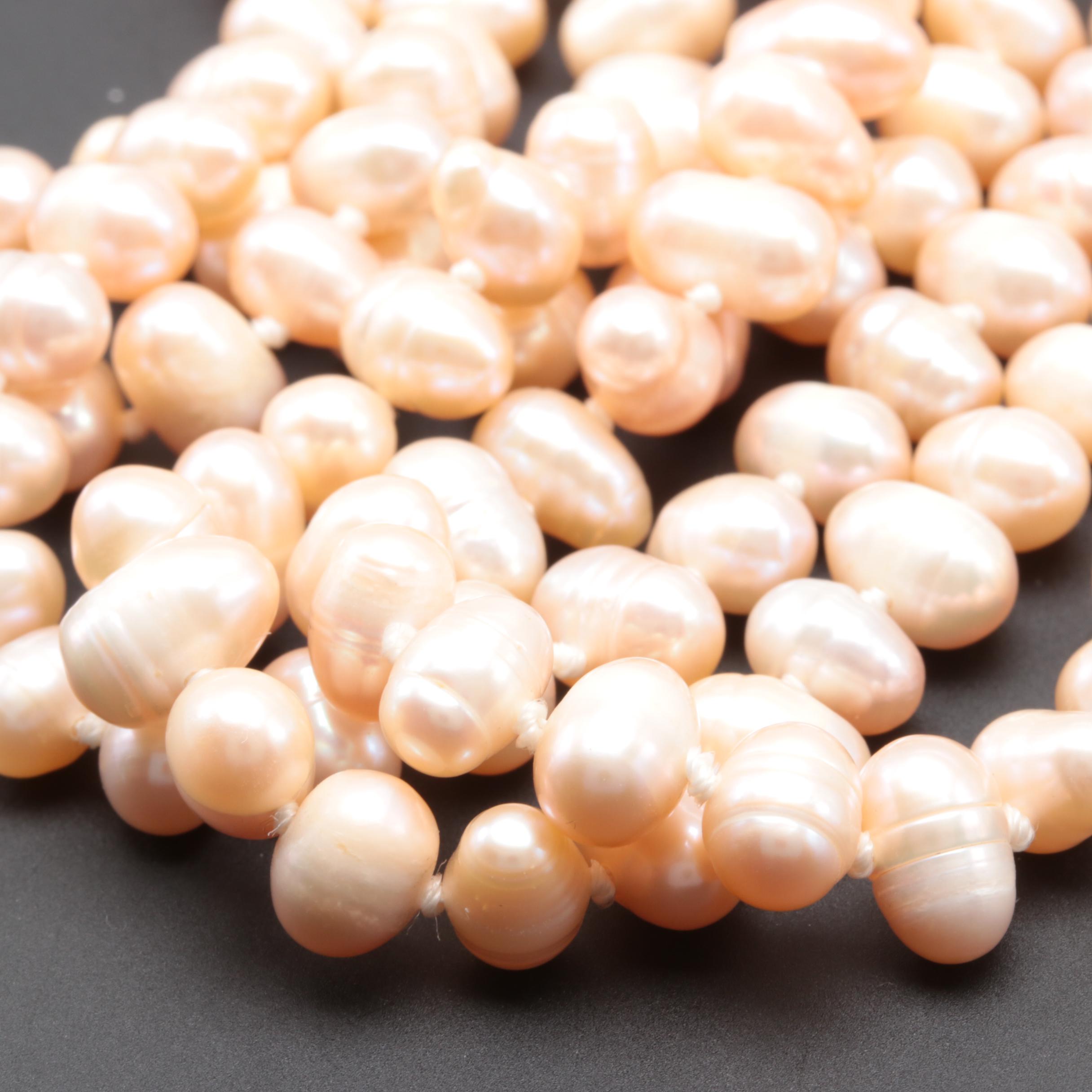 Pink and Gray Cultured Pearl Necklaces