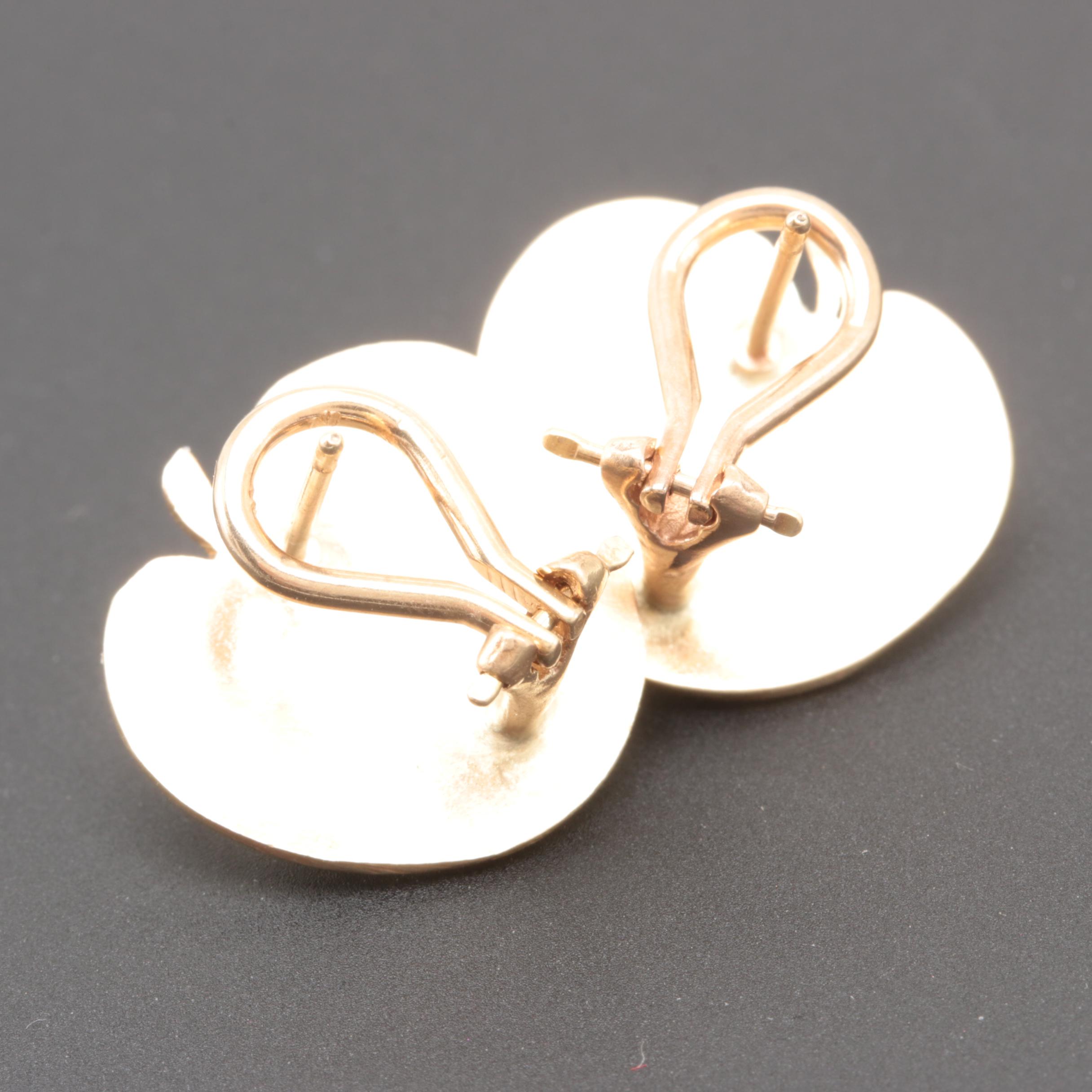 14K Yellow Gold Enamel Earrings