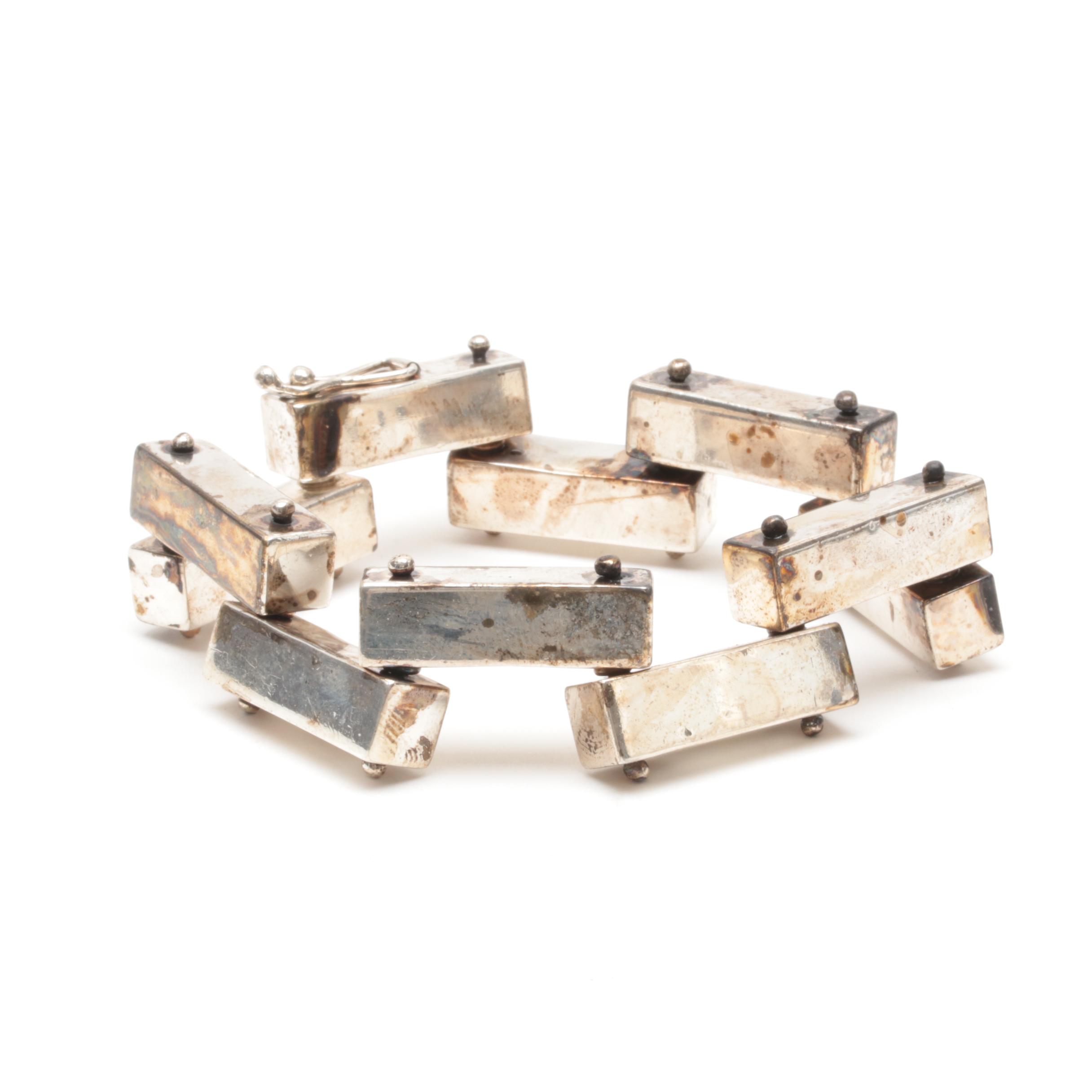 Sterling Silver Bar Link Bracelet