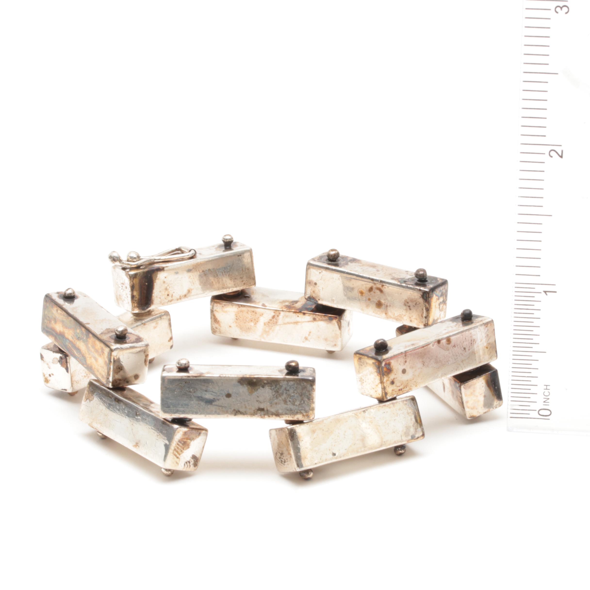 Sterling Silver Bar Link Bracelet