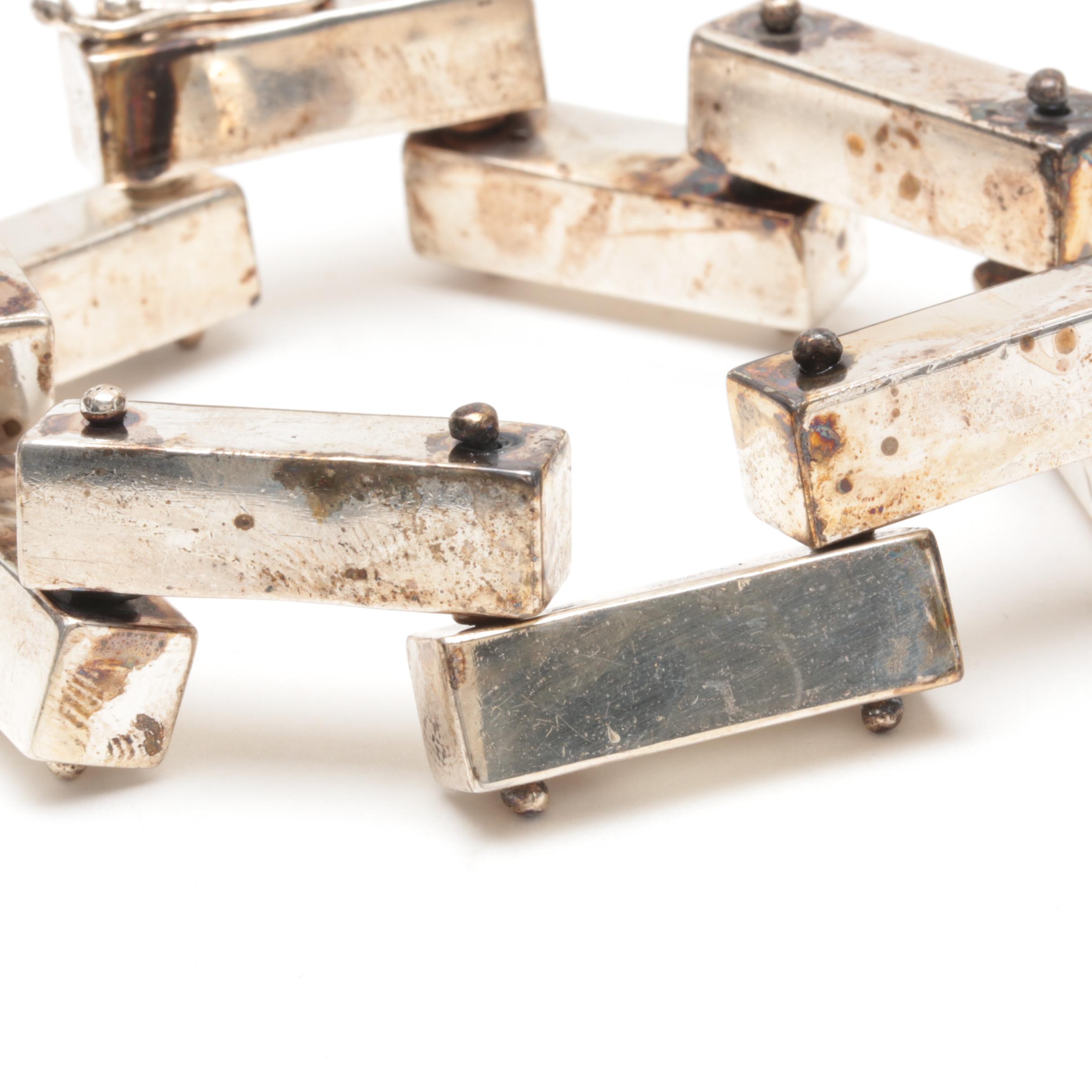 Sterling Silver Bar Link Bracelet